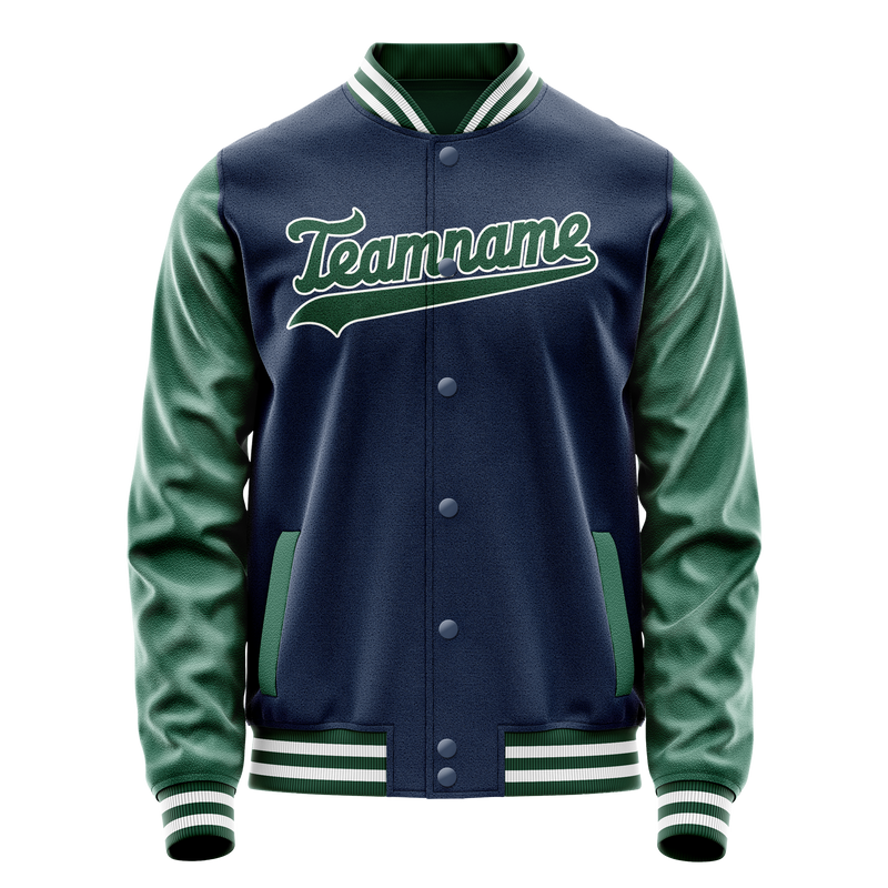 Custom Royal Kelly-Green Solid Color Varsity Letterman Jacket JA02240617XF539