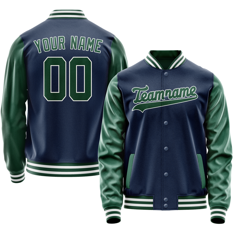 Custom Royal Kelly-Green Solid Color Varsity Letterman Jacket JA02240617XF539