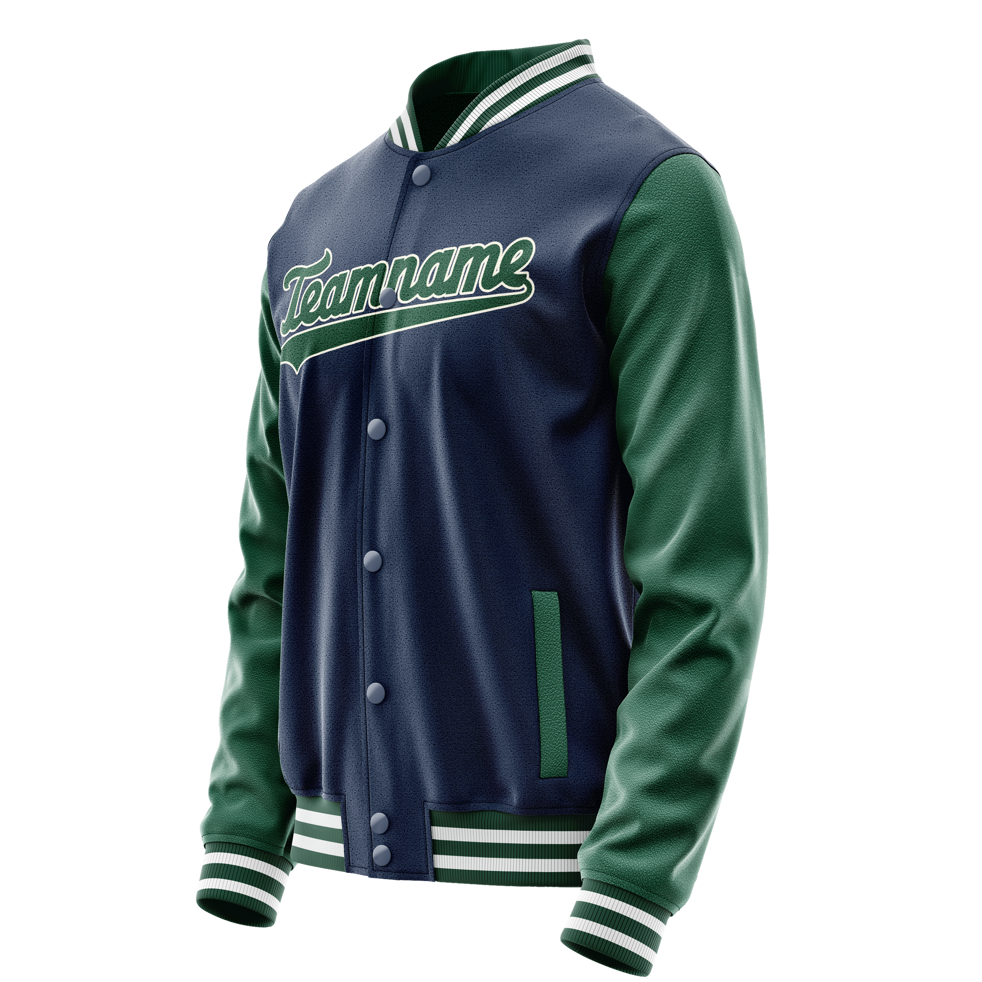 Custom Royal Kelly-Green Solid Color Varsity Letterman Jacket JA02240617XF539