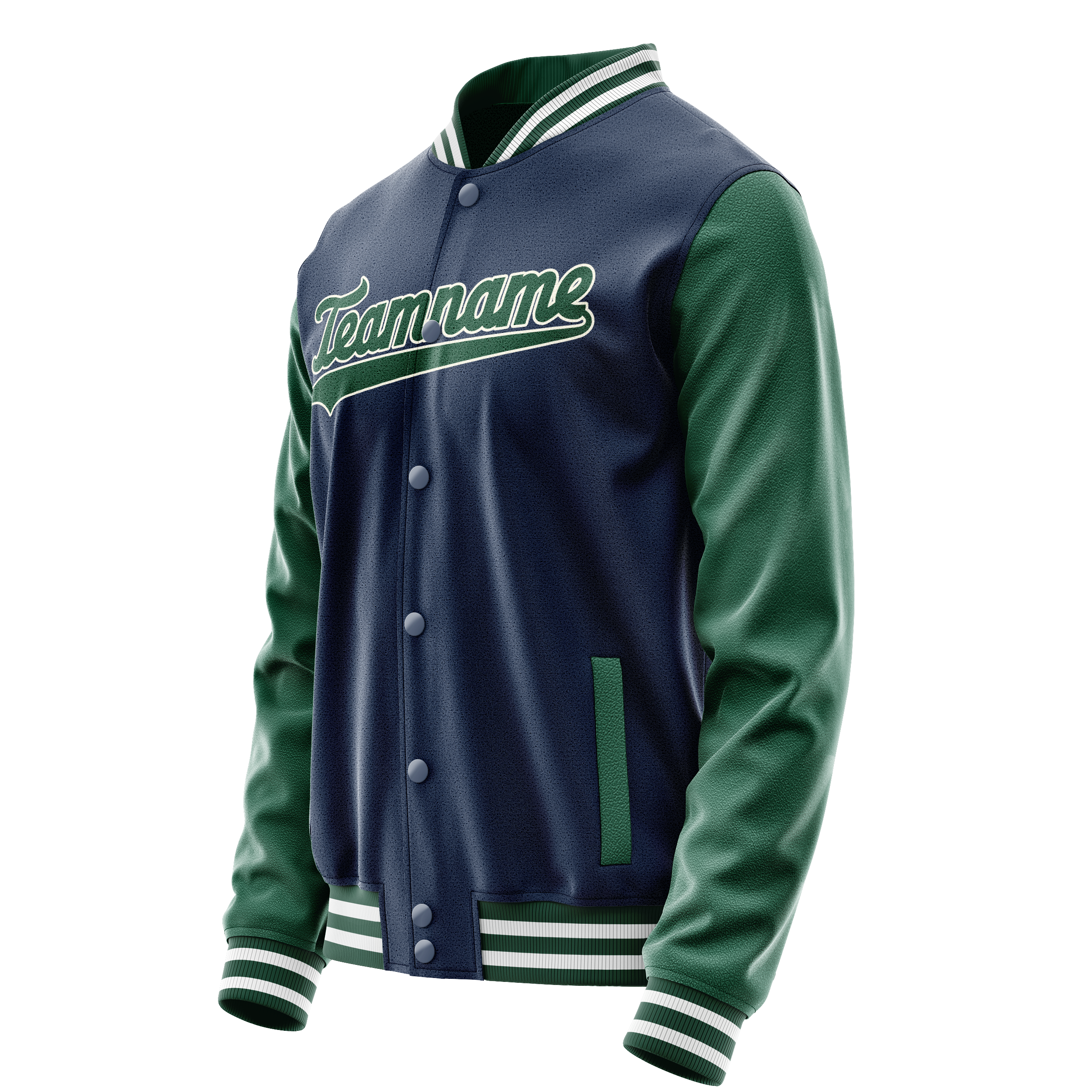 Custom Royal Kelly-Green Solid Color Varsity Letterman Jacket JA02240617XF539