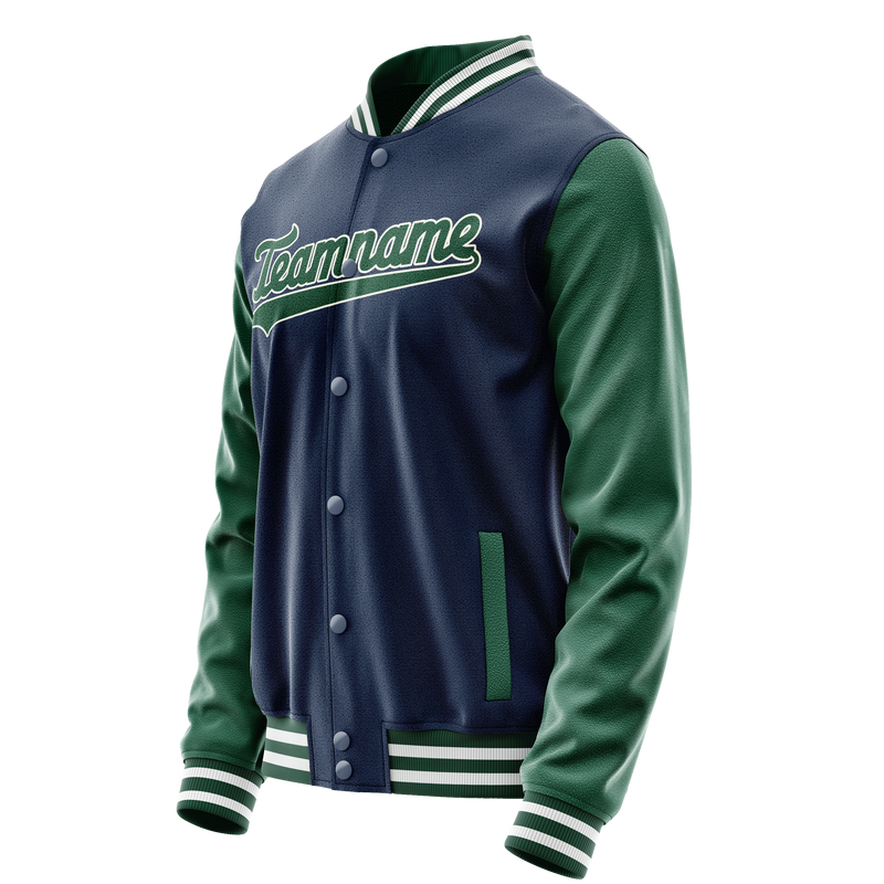Custom Royal Kelly-Green Solid Color Varsity Letterman Jacket JA02240617XF539
