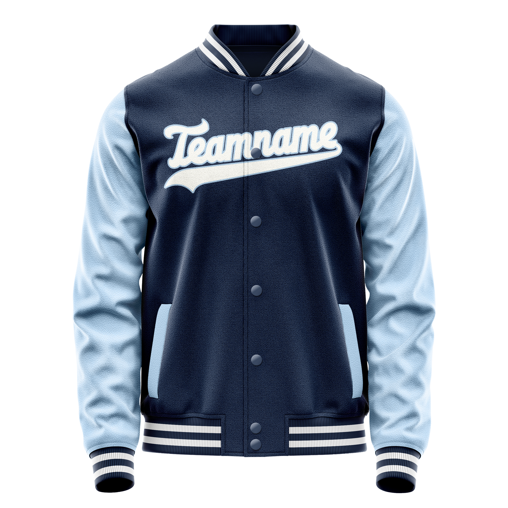 Custom Royal Light-Blue Solid Color Varsity Letterman Jacket JA02240617XF538