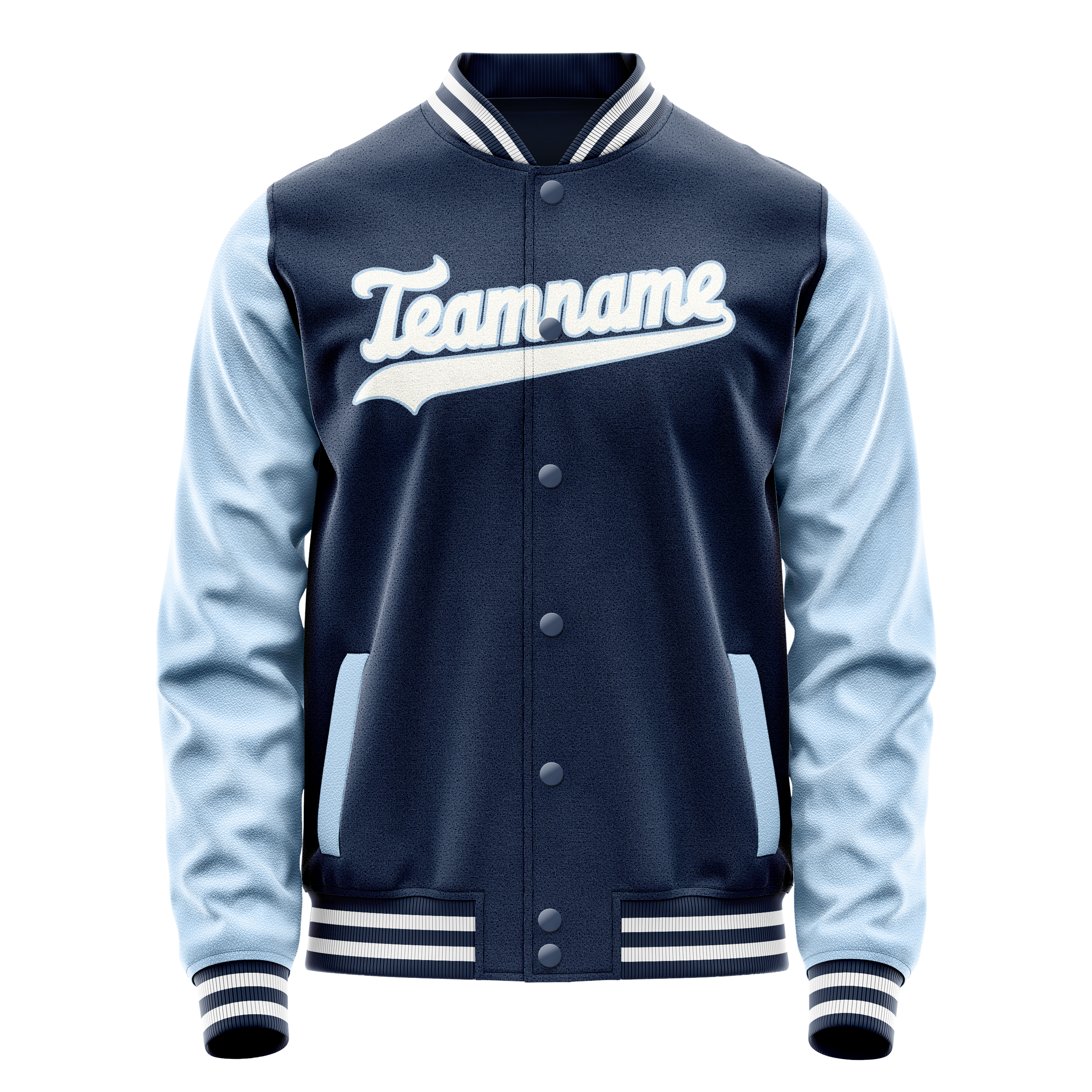 Custom Royal Light-Blue Solid Color Varsity Letterman Jacket JA02240617XF538