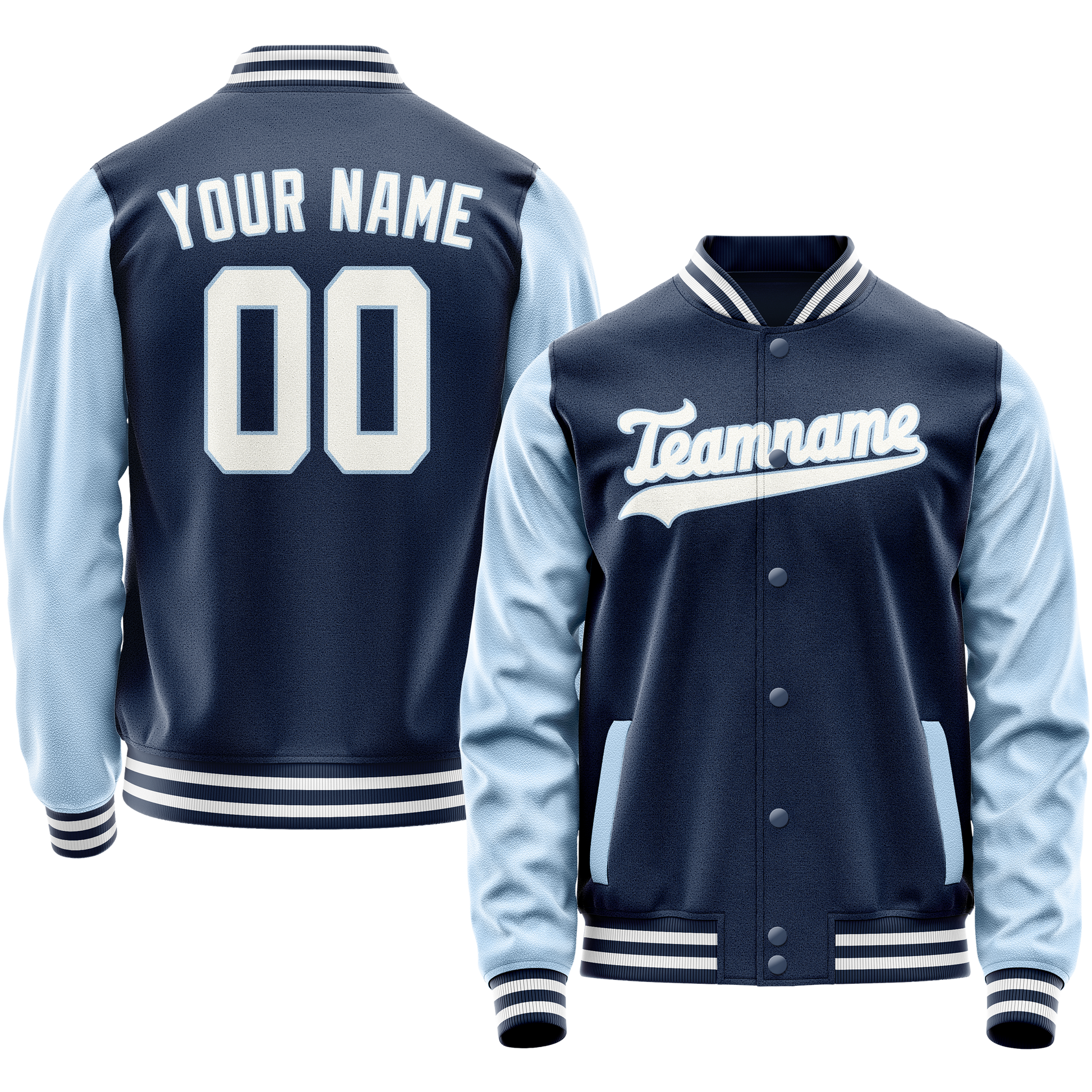 Custom Royal Light-Blue Solid Color Varsity Letterman Jacket JA02240617XF538