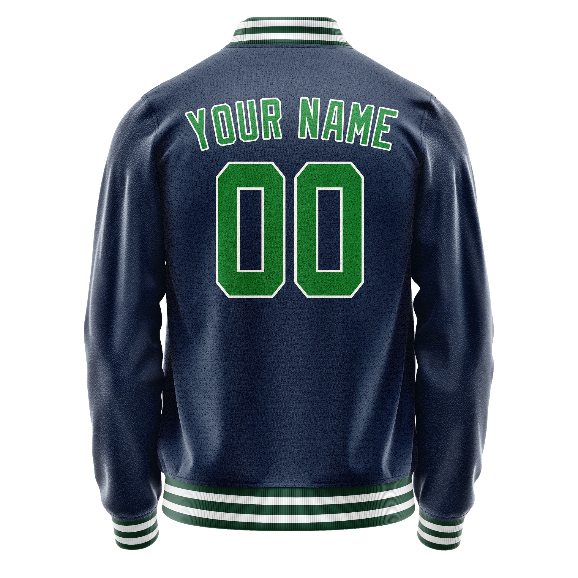 Custom Royal Neon-Green Solid Color Varsity Letterman Jacket JA02240617XF553
