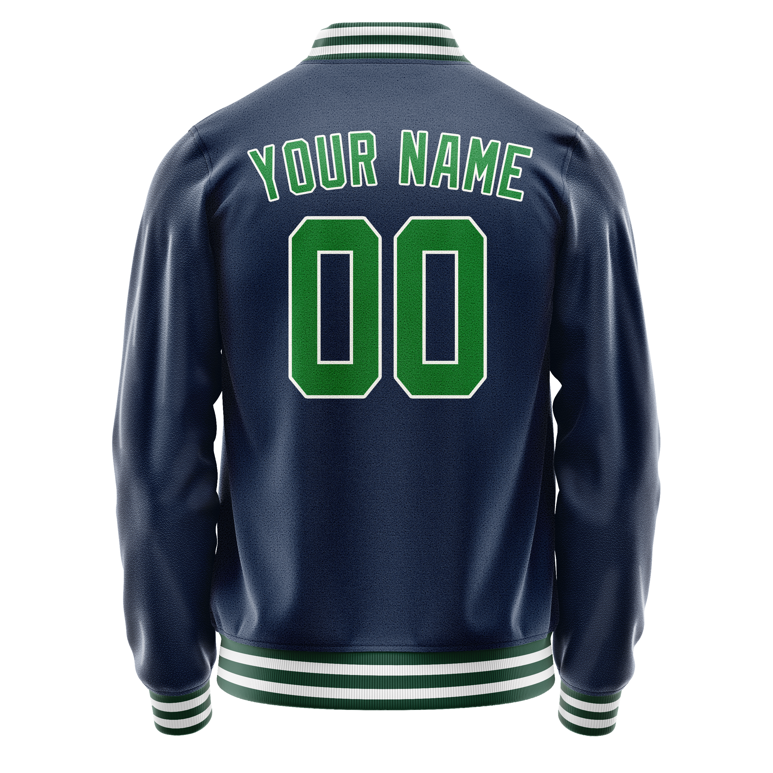 Custom Royal Neon-Green Solid Color Varsity Letterman Jacket JA02240617XF553