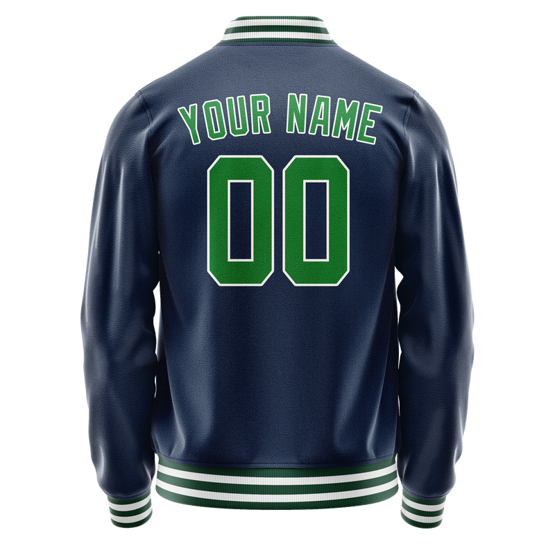 Custom Royal Neon-Green Solid Color Varsity Letterman Jacket JA02240617XF553