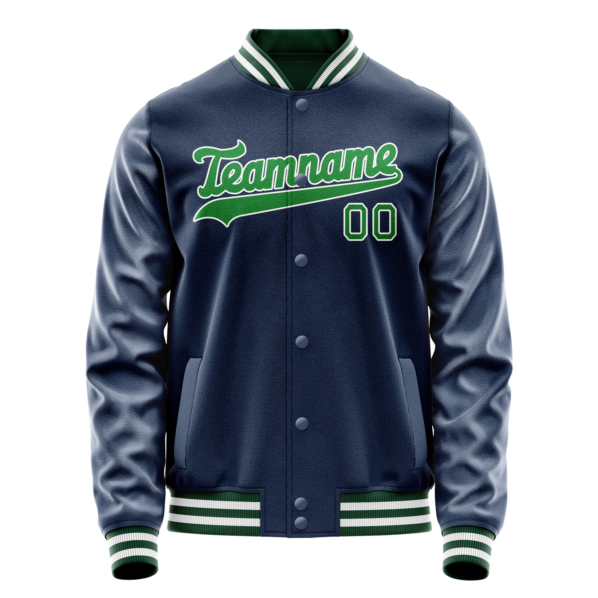 Custom Royal Neon-Green Solid Color Varsity Letterman Jacket JA02240617XF553