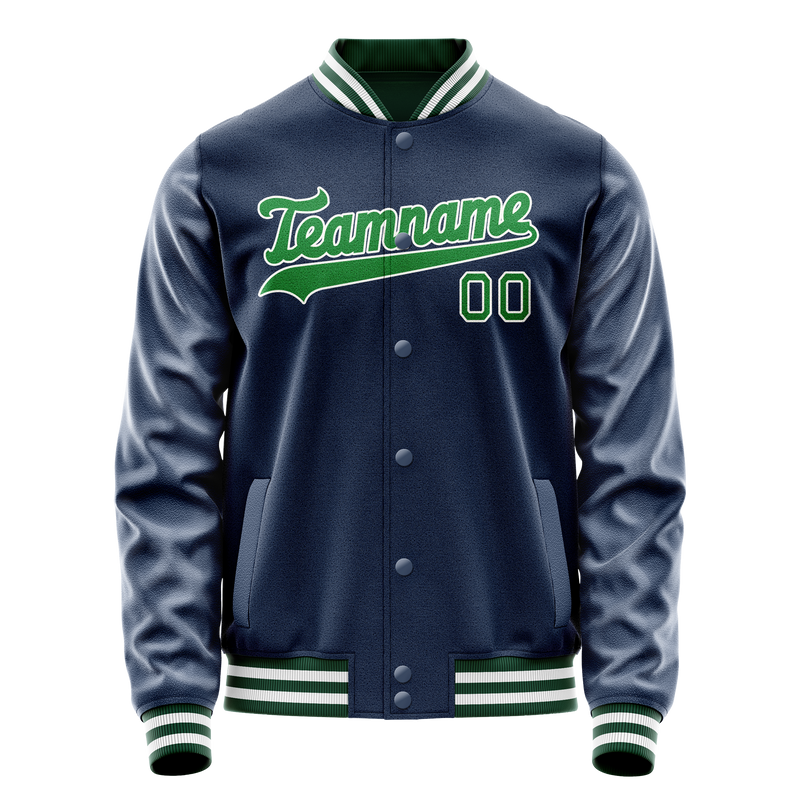 Custom Royal Neon-Green Solid Color Varsity Letterman Jacket JA02240617XF553