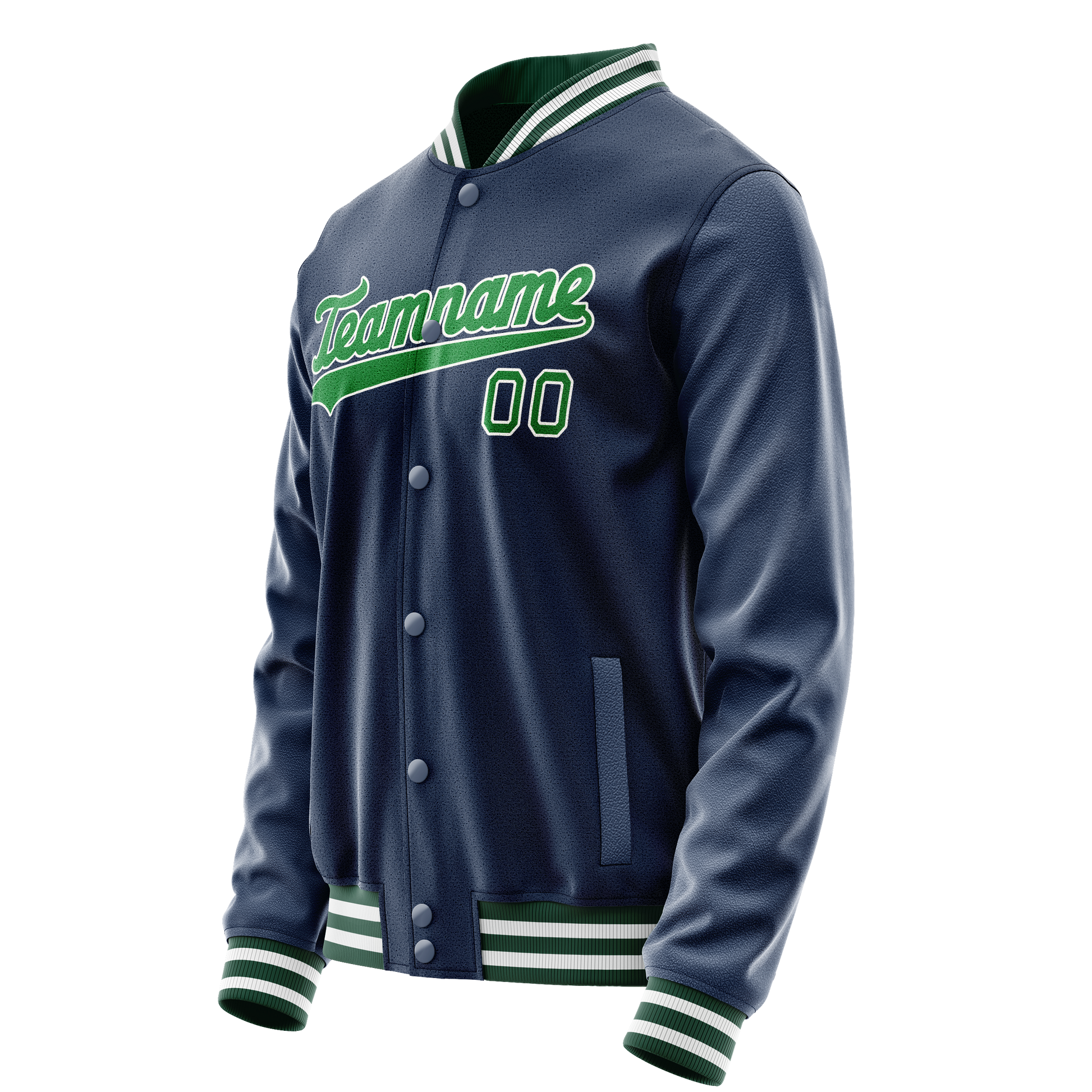 Custom Royal Neon-Green Solid Color Varsity Letterman Jacket JA02240617XF553