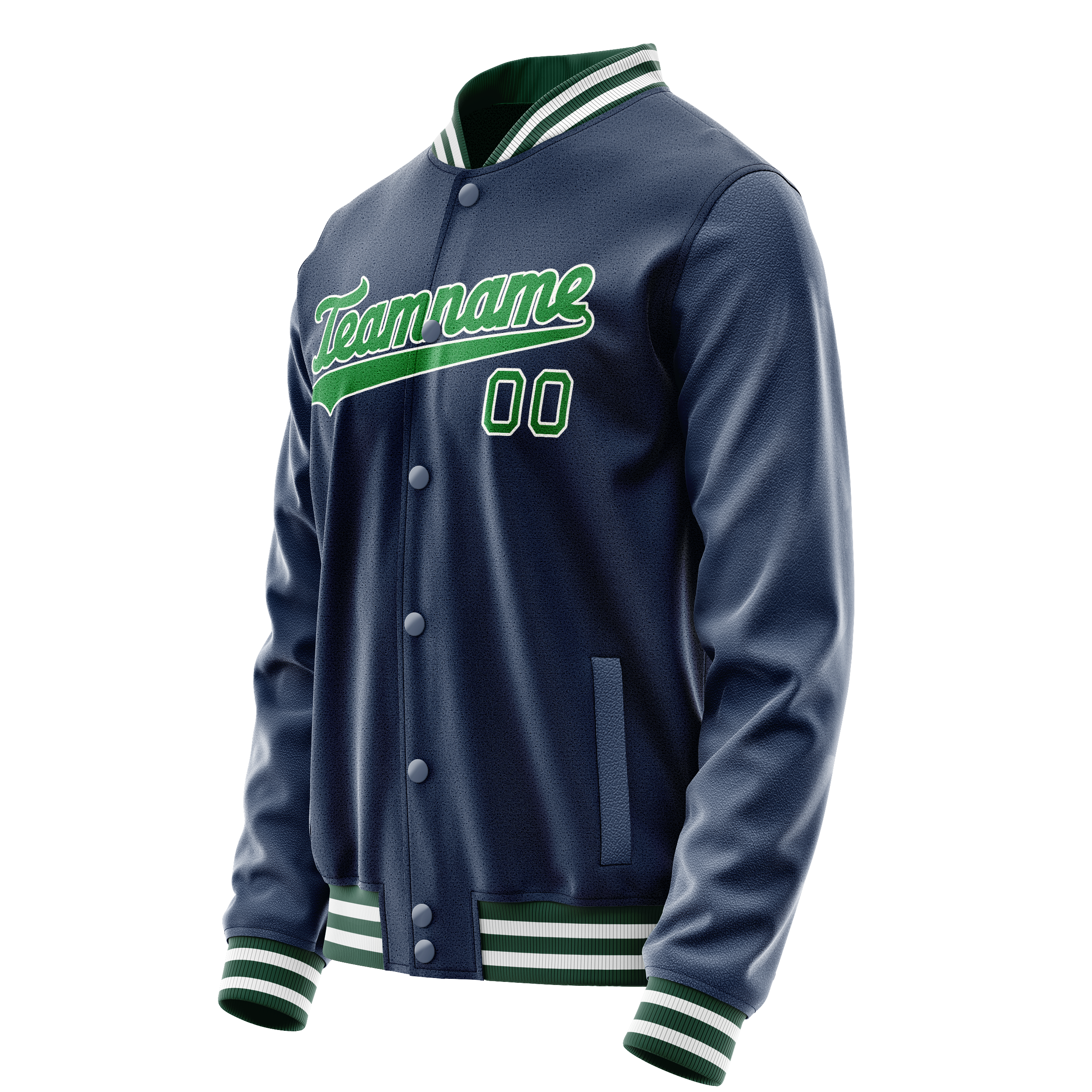 Custom Royal Neon-Green Solid Color Varsity Letterman Jacket JA02240617XF553