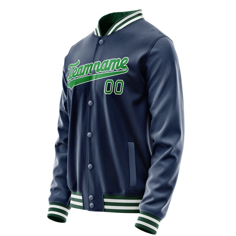Custom Royal Neon-Green Solid Color Varsity Letterman Jacket JA02240617XF553