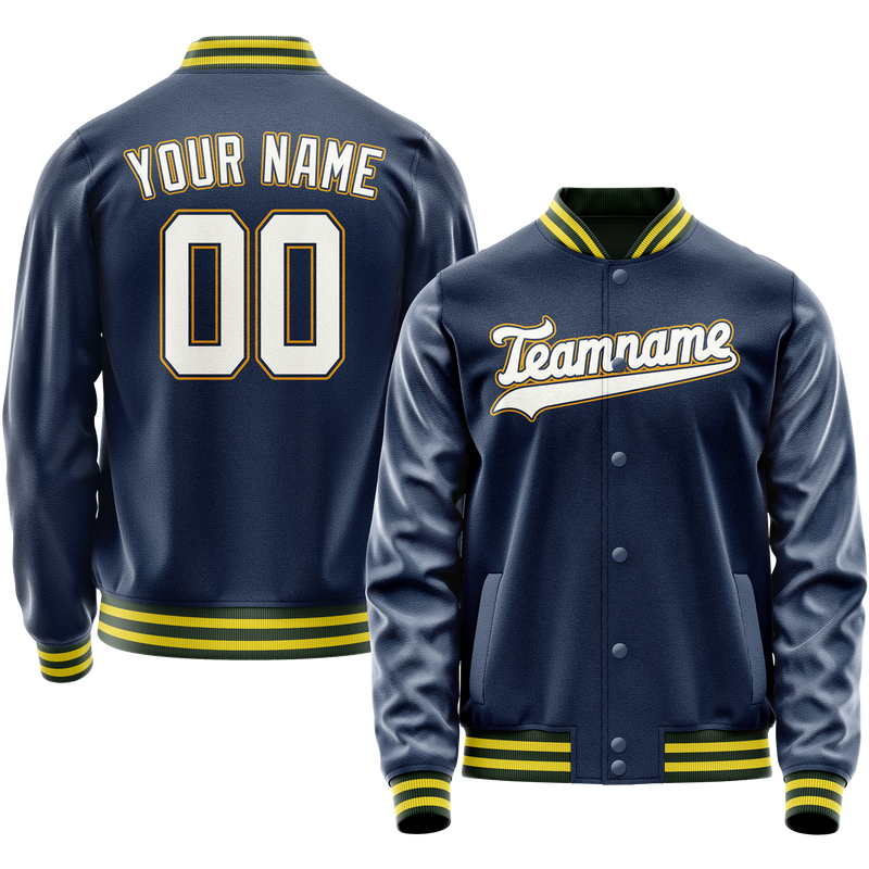Custom Royal White Solid Color Varsity Letterman Jacket JA02240617XF548
