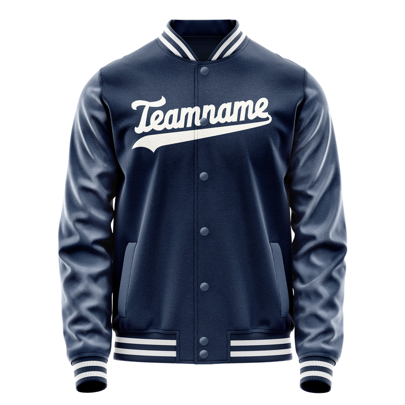 Custom Royal White Solid Color Varsity Letterman Jacket JA02240617XF561
