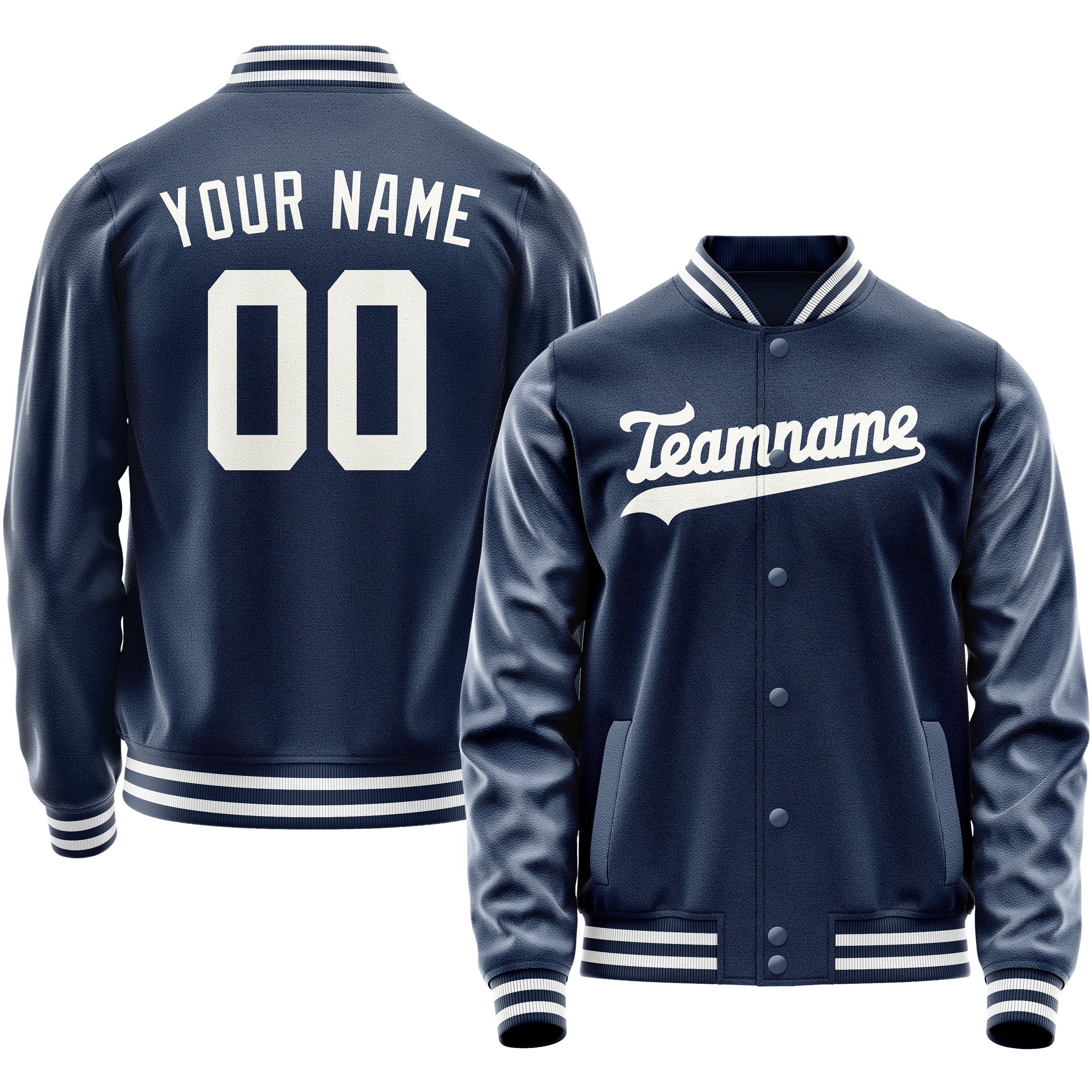 Custom Royal White Solid Color Varsity Letterman Jacket JA02240617XF561