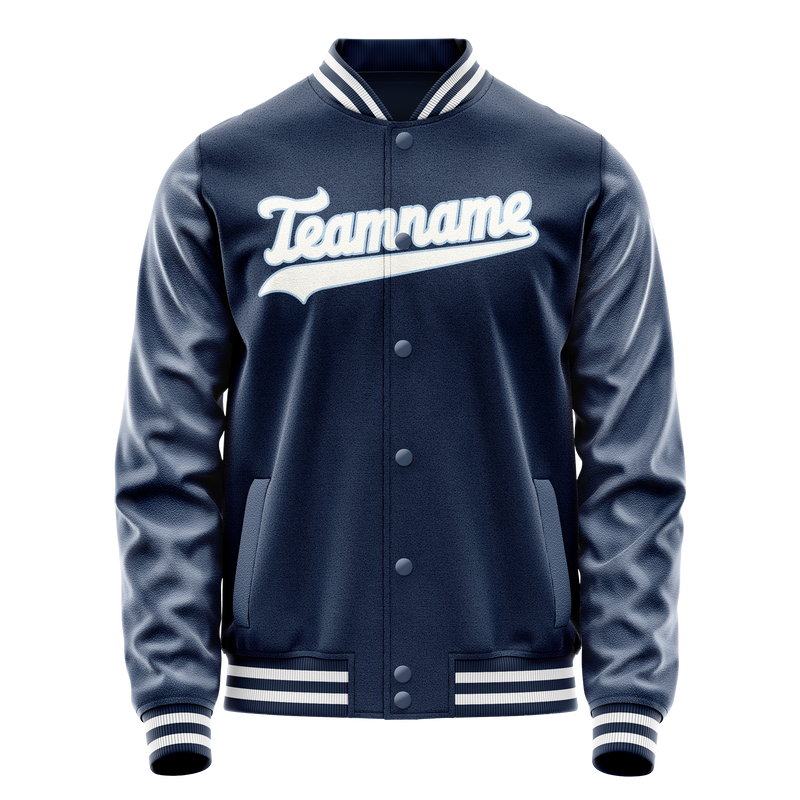 Custom Royal White Solid Color Varsity Letterman Jacket JA02240617XF563