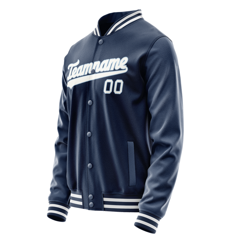 Custom Royal White Solid Color Varsity Letterman Jacket JA02240617XF563