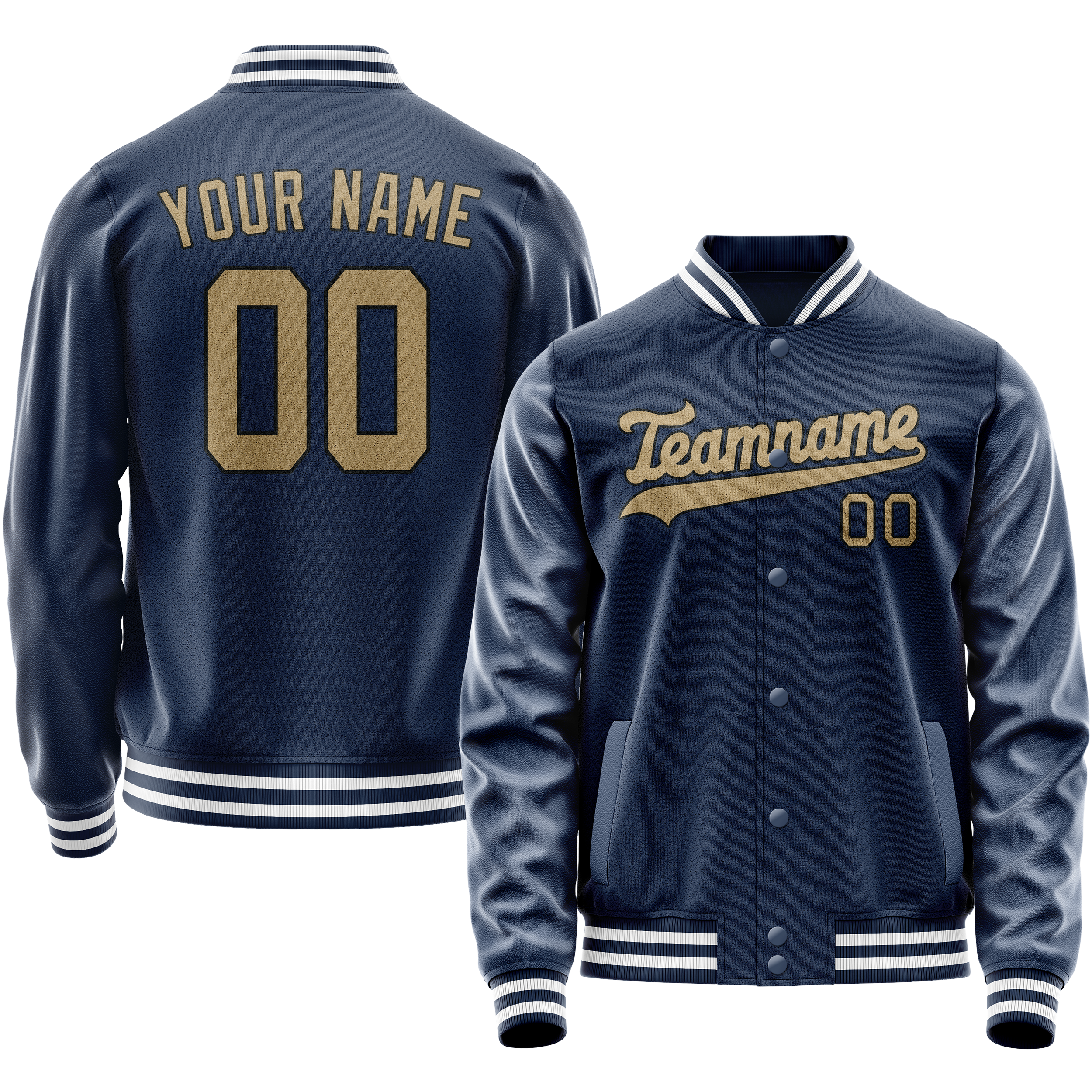 Custom Royal Old-Gold Solid Color Varsity Letterman Jacket JA02240617XF560