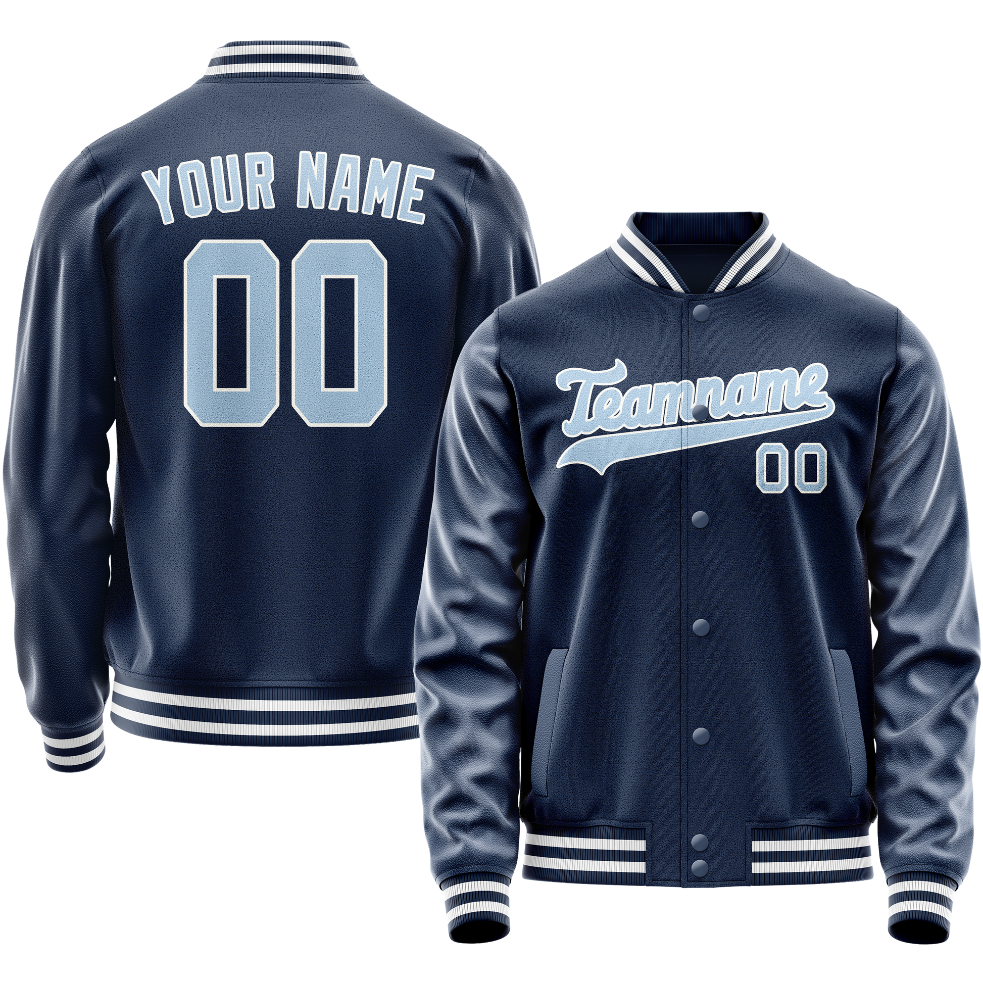 Custom Royal Light-Blue Solid Color Varsity Letterman Jacket JA02240617XF552