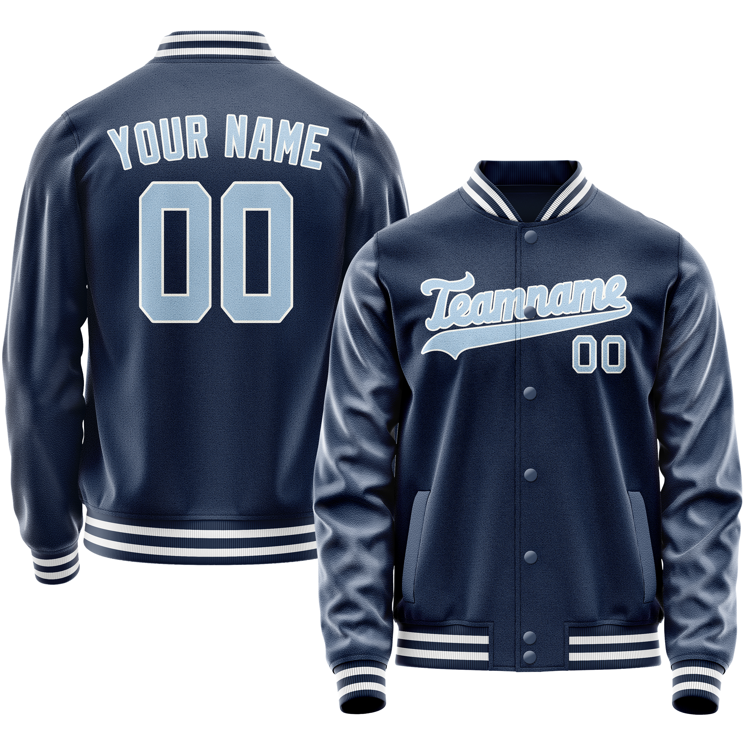 Custom Royal Light-Blue Solid Color Varsity Letterman Jacket JA02240617XF552