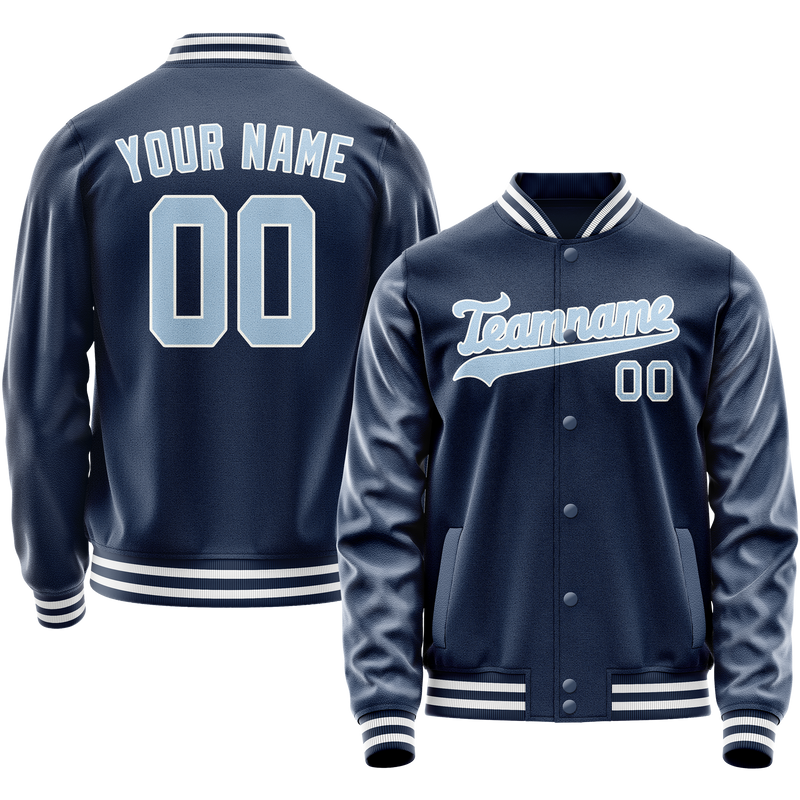 Custom Royal Light-Blue Solid Color Varsity Letterman Jacket JA02240617XF552
