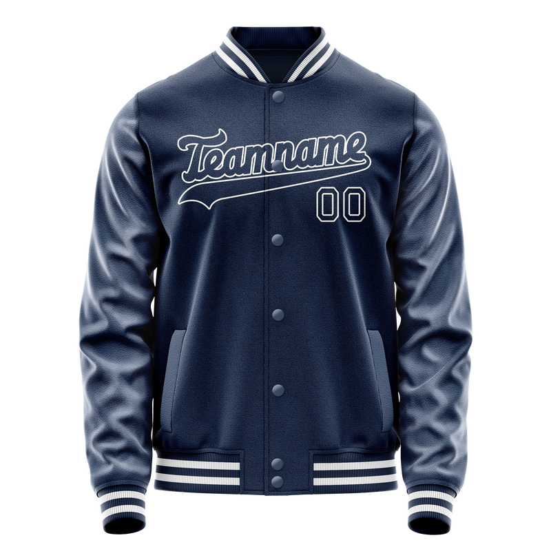 Custom Royal White Solid Color Varsity Letterman Jacket JA02240617XF537