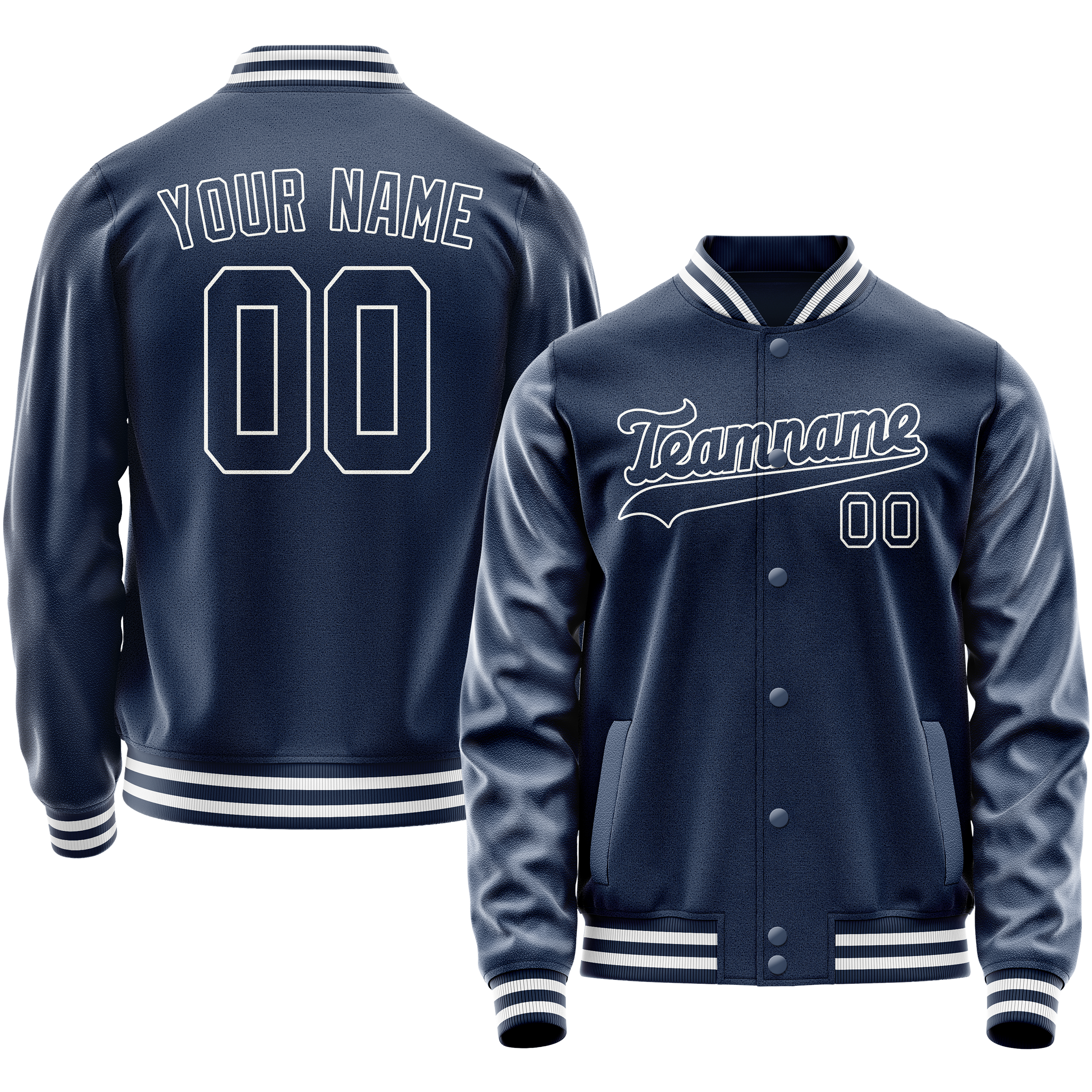 Custom Royal White Solid Color Varsity Letterman Jacket JA02240617XF537
