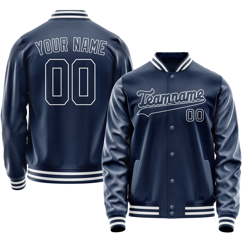 Custom Royal White Solid Color Varsity Letterman Jacket JA02240617XF537