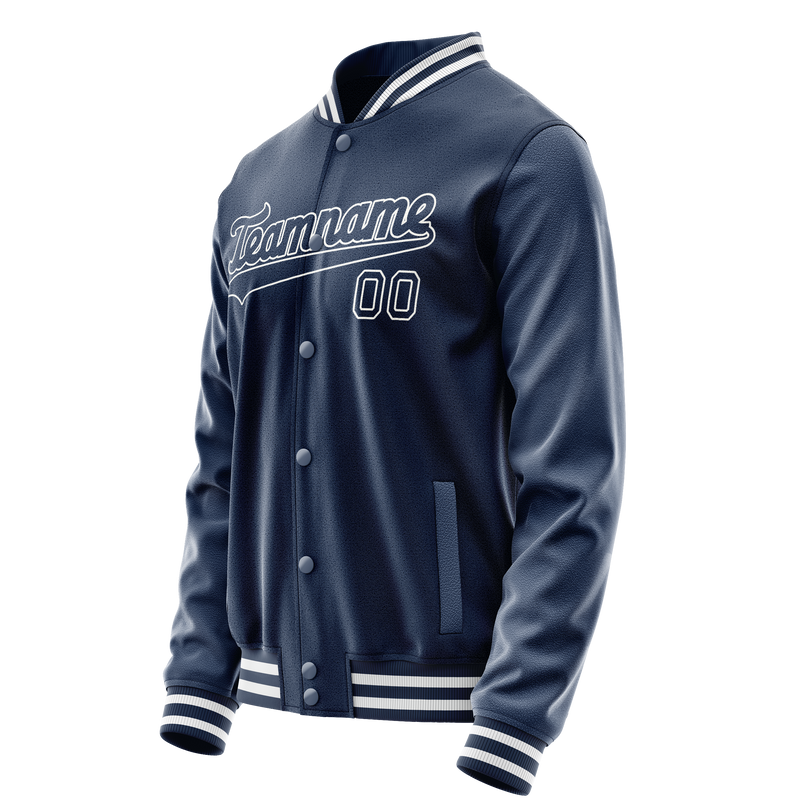 Custom Royal White Solid Color Varsity Letterman Jacket JA02240617XF537