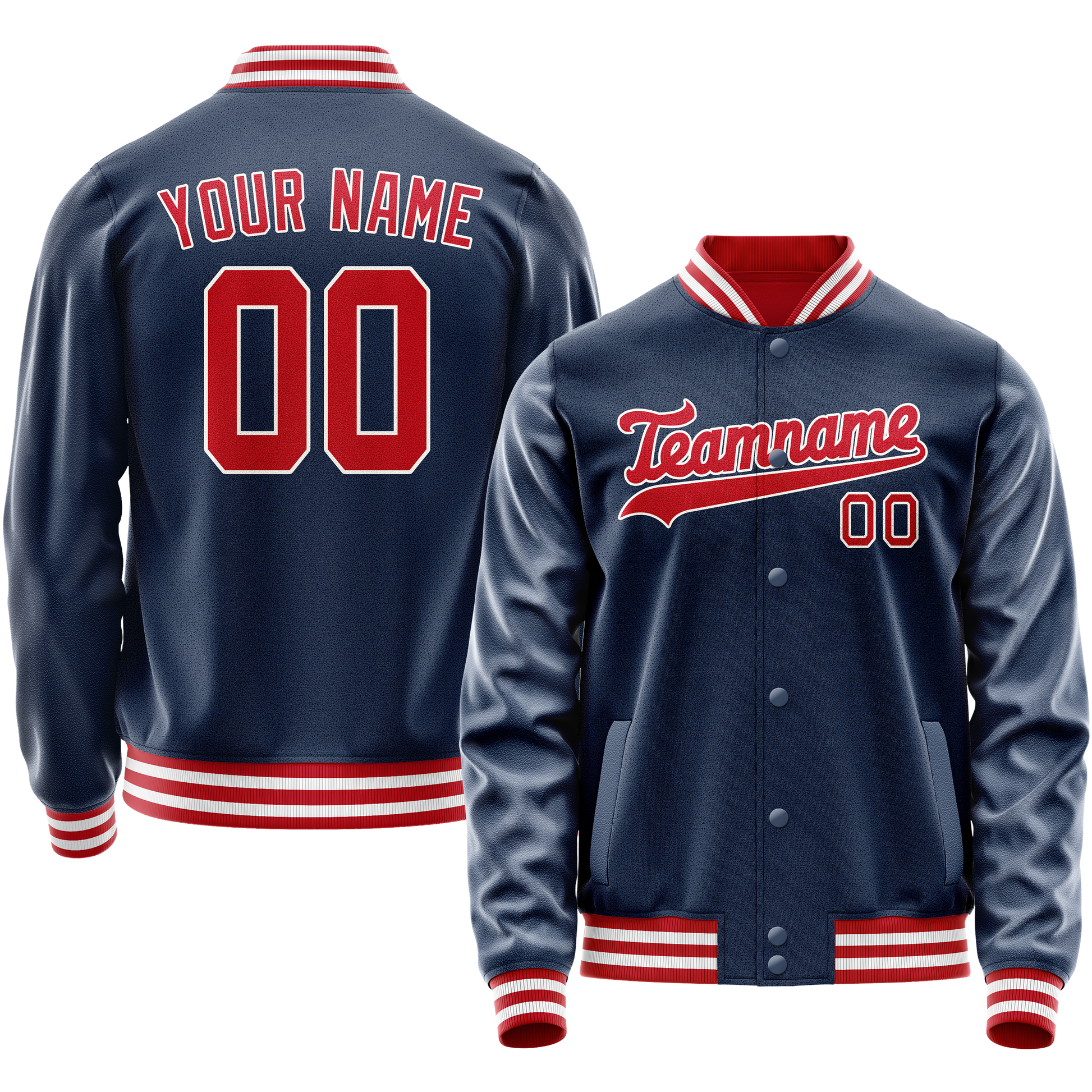 Custom Royal Crimson Solid Color Varsity Letterman Jacket JA02240617XF555