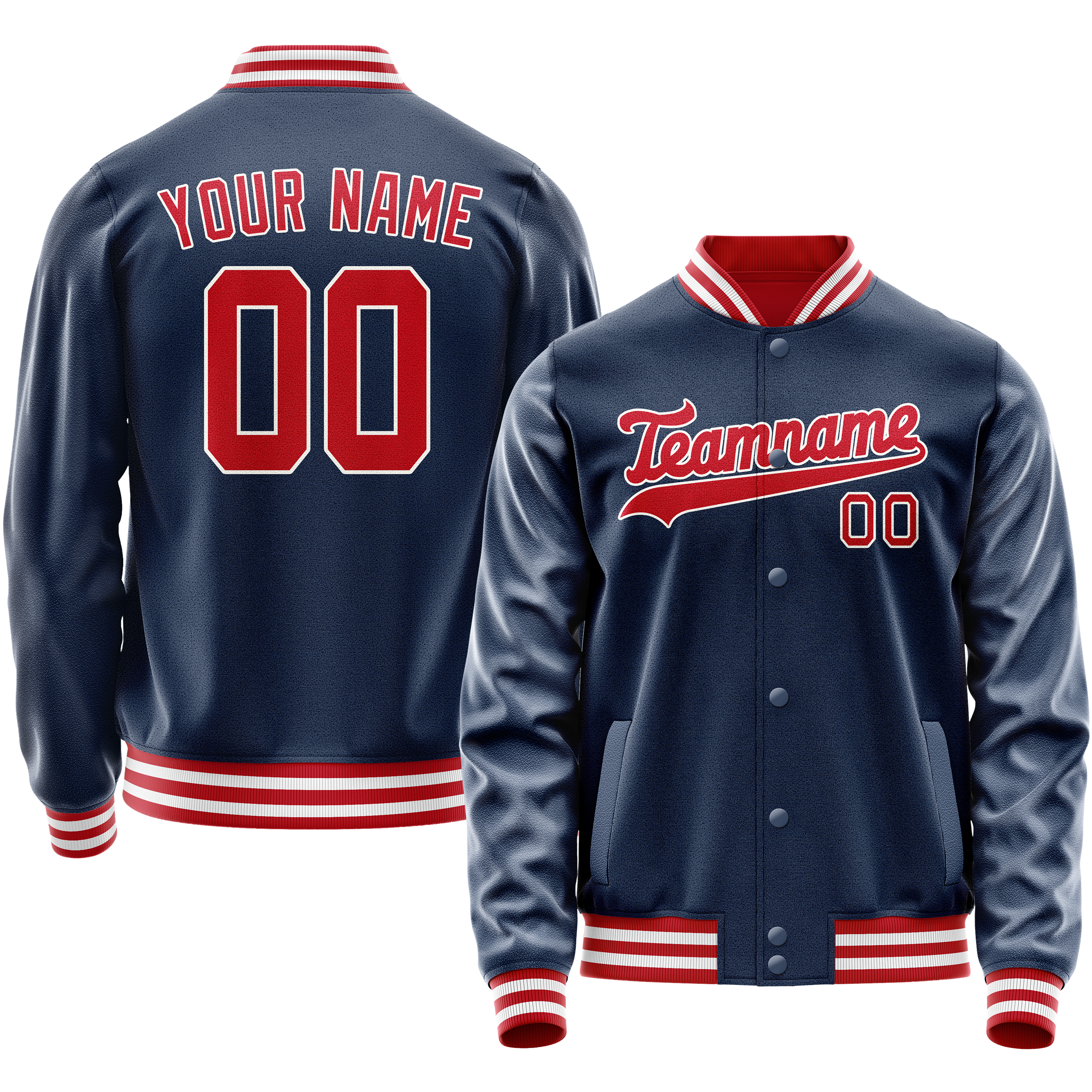 Custom Royal Crimson Solid Color Varsity Letterman Jacket JA02240617XF555