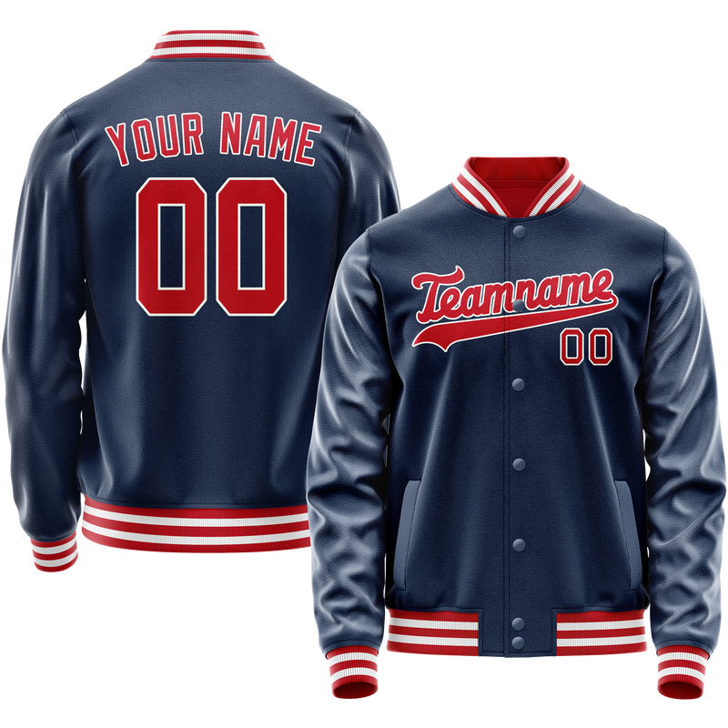 Custom Royal Crimson Solid Color Varsity Letterman Jacket JA02240617XF555