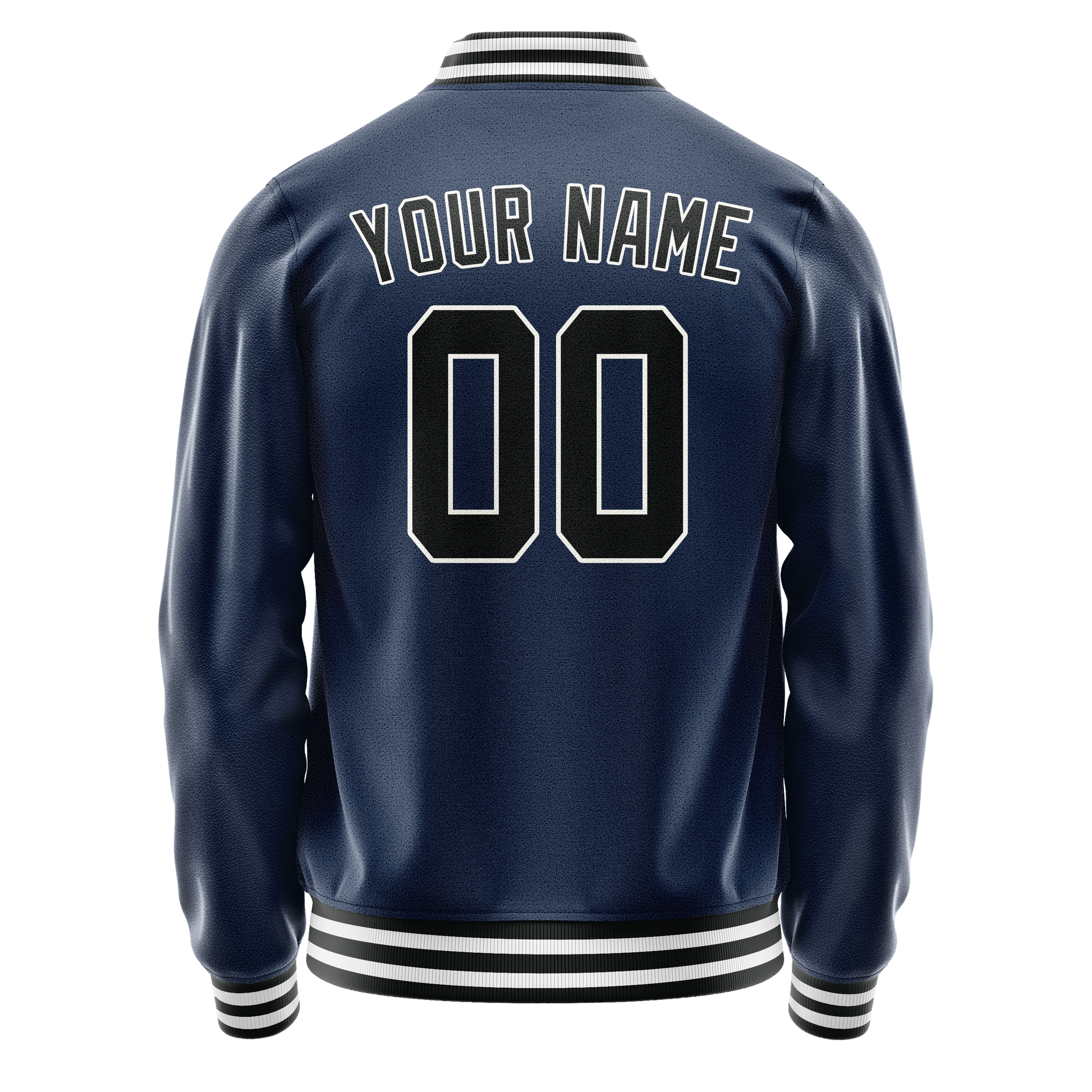 Custom Royal Black Solid Color Varsity Letterman Jacket JA02240617XF545