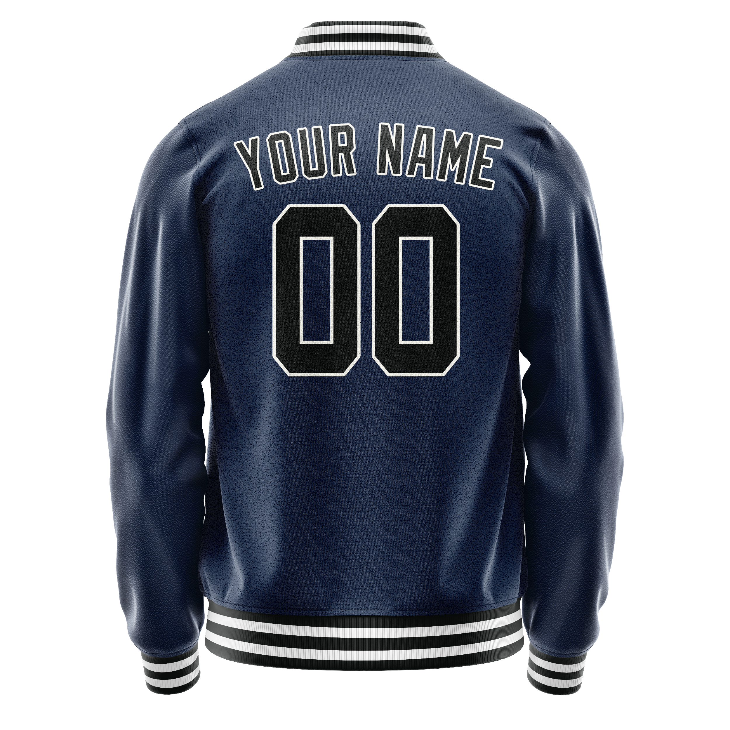 Custom Royal Black Solid Color Varsity Letterman Jacket JA02240617XF545