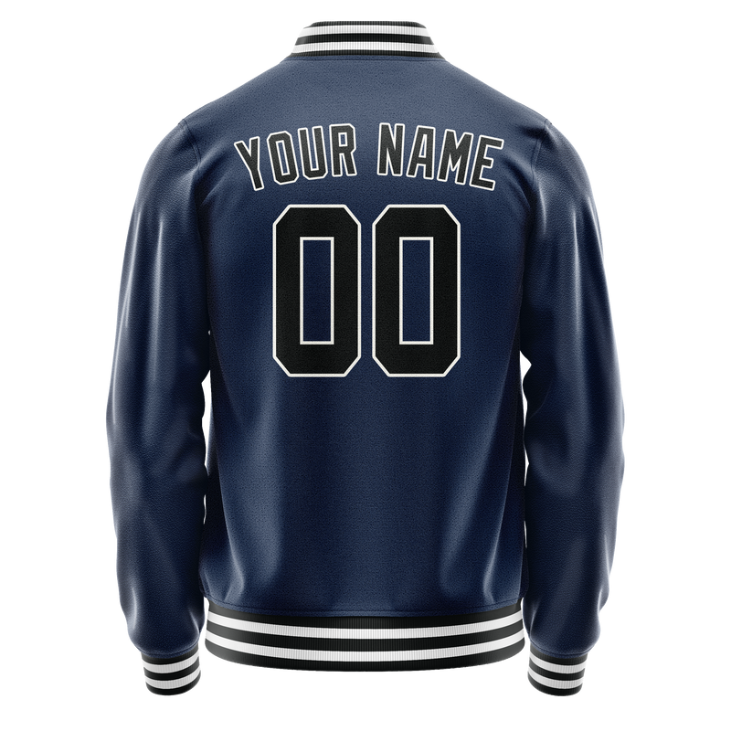 Custom Royal Black Solid Color Varsity Letterman Jacket JA02240617XF545