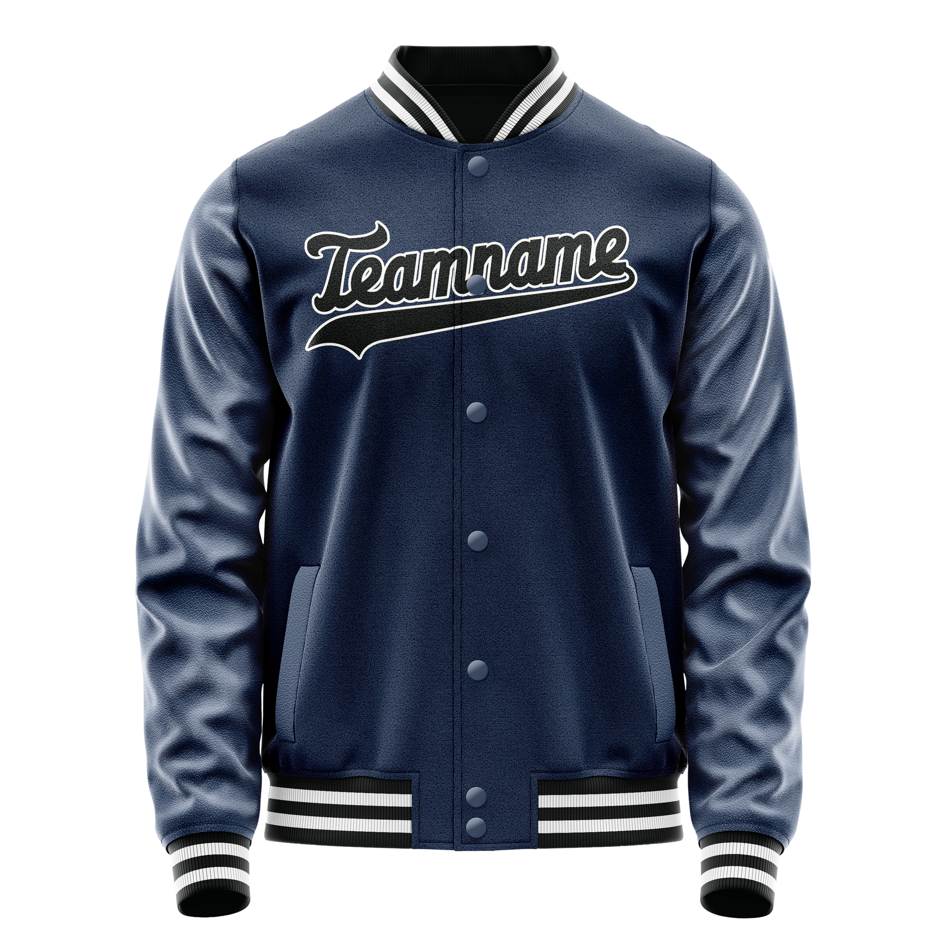 Custom Royal Black Solid Color Varsity Letterman Jacket JA02240617XF545