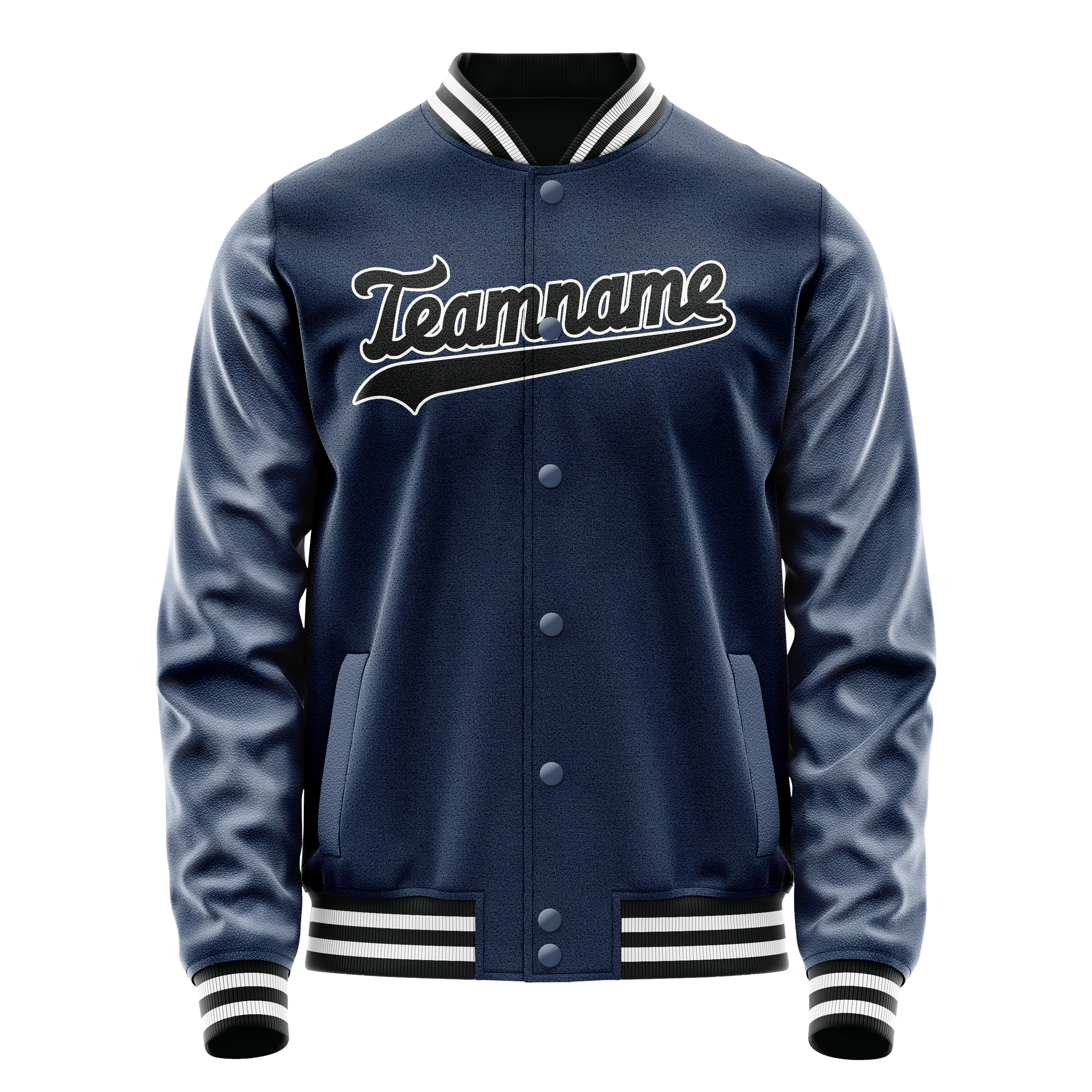 Custom Royal Black Solid Color Varsity Letterman Jacket JA02240617XF545
