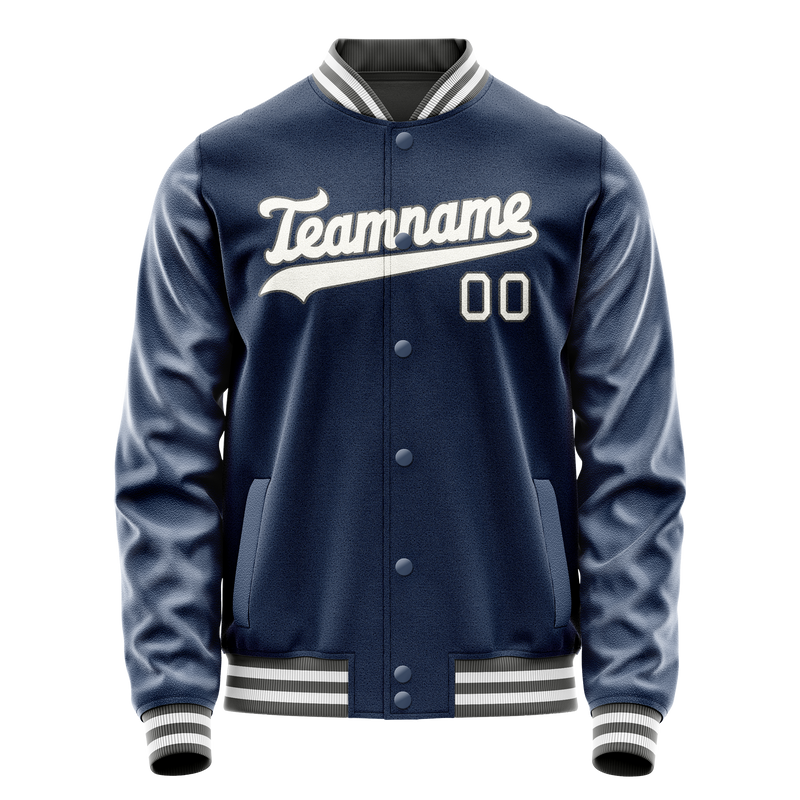 Custom Royal White Solid Color Varsity Letterman Jacket JA02240617XF554