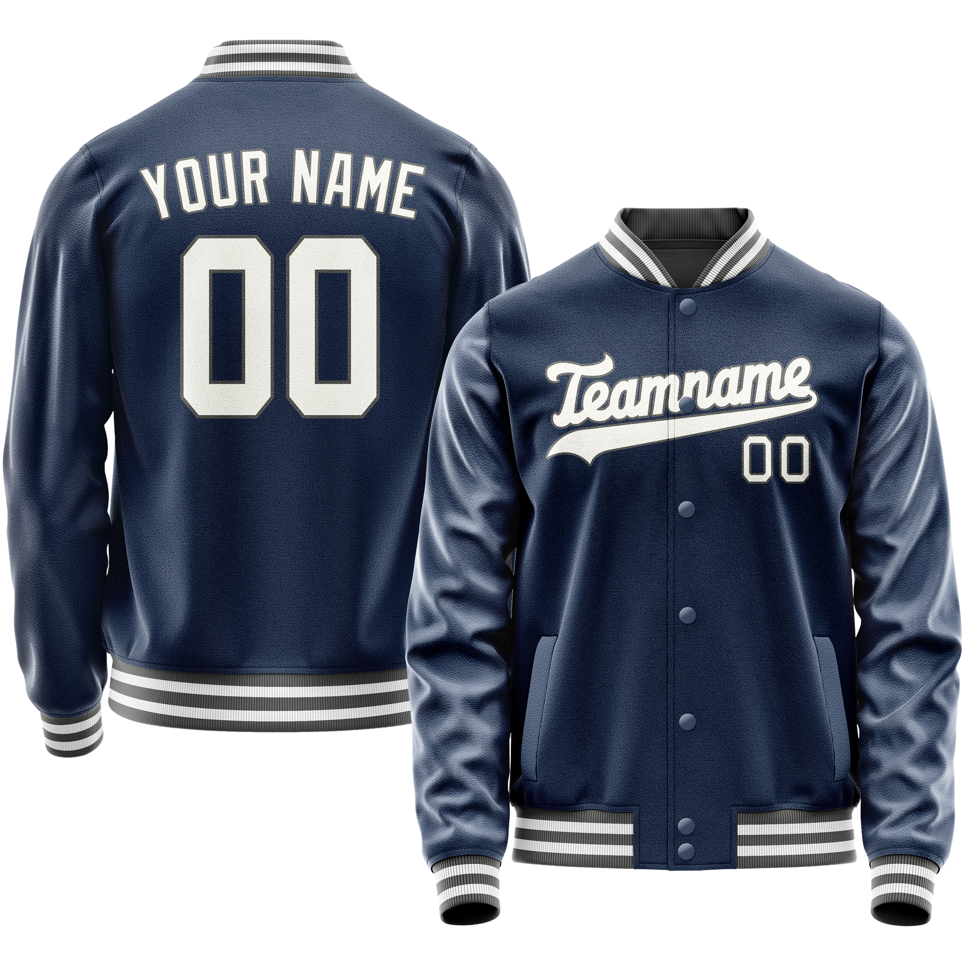 Custom Royal White Solid Color Varsity Letterman Jacket JA02240617XF554
