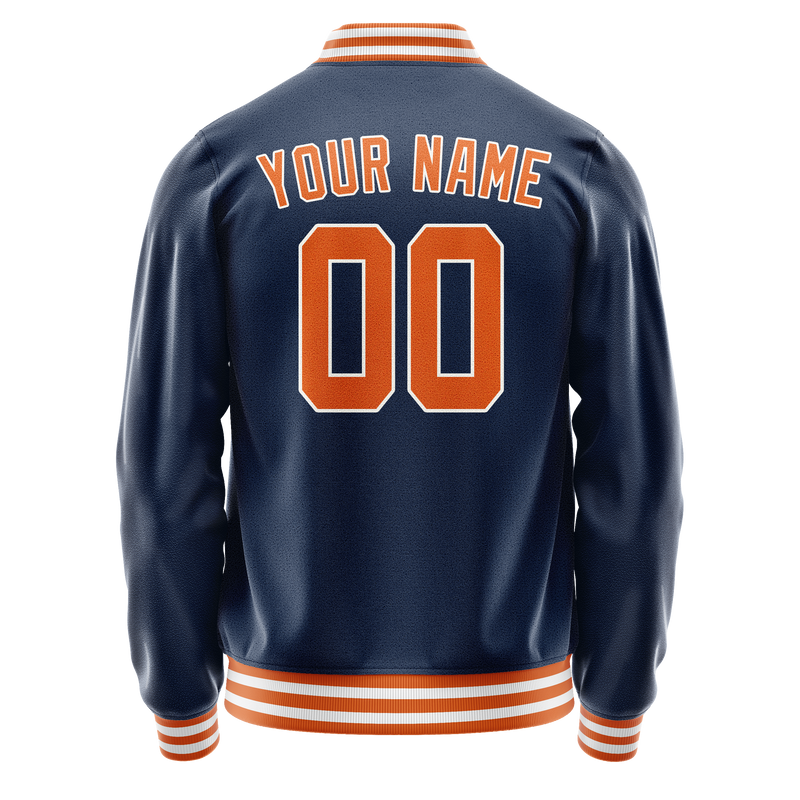 Custom Royal Orange Solid Color Varsity Letterman Jacket JA02240617XF540