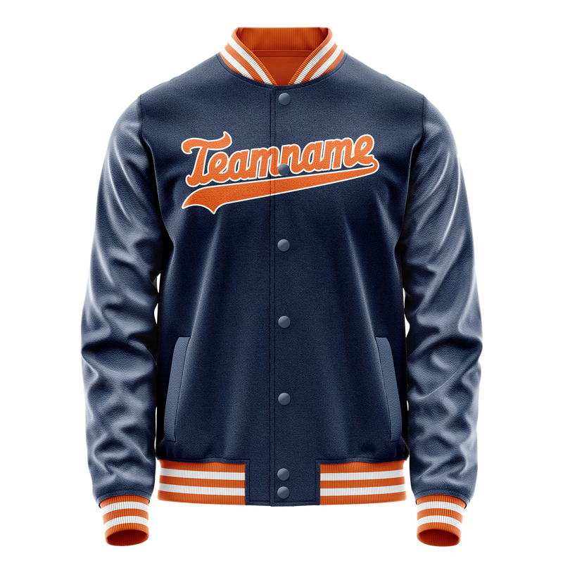 Custom Royal Orange Solid Color Varsity Letterman Jacket JA02240617XF540