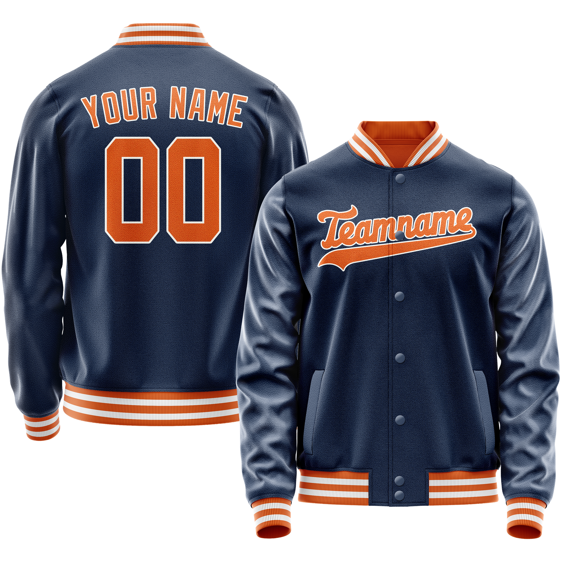 Custom Royal Orange Solid Color Varsity Letterman Jacket JA02240617XF540