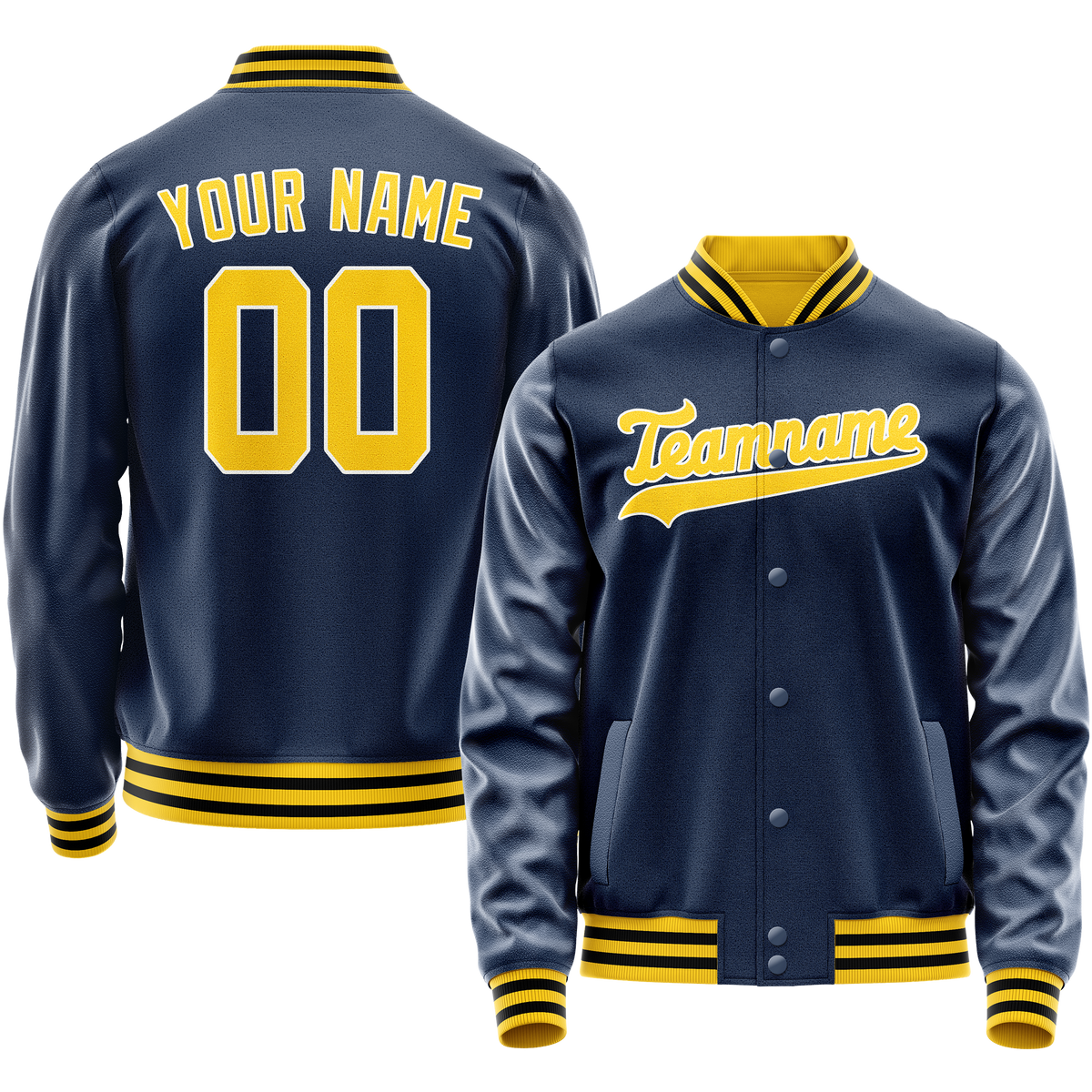 Custom Royal Gold Solid Color Varsity Letterman Jacket JA02240617XF565