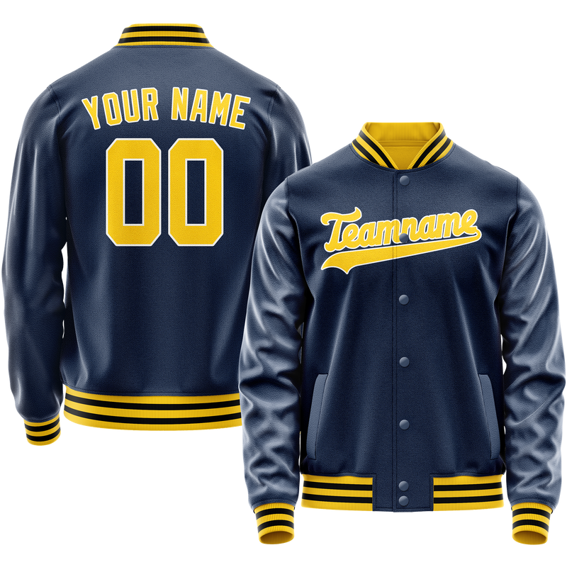 Custom Royal Gold Solid Color Varsity Letterman Jacket JA02240617XF565