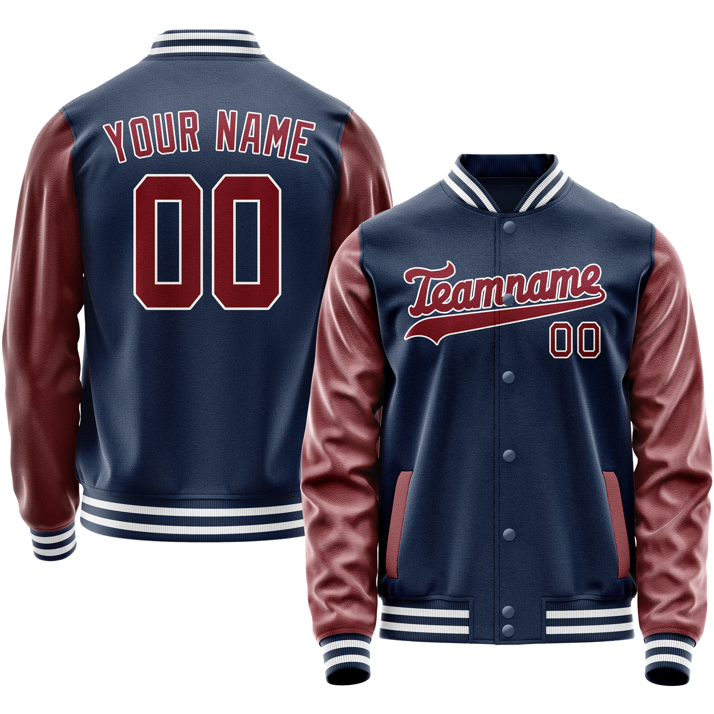 Custom Royal Brown Solid Color Varsity Letterman Jacket JA02240617XF557