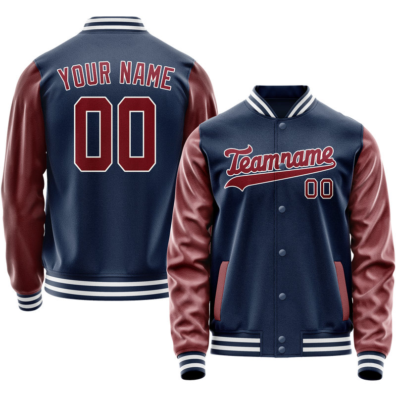 Custom Royal Brown Solid Color Varsity Letterman Jacket JA02240617XF557