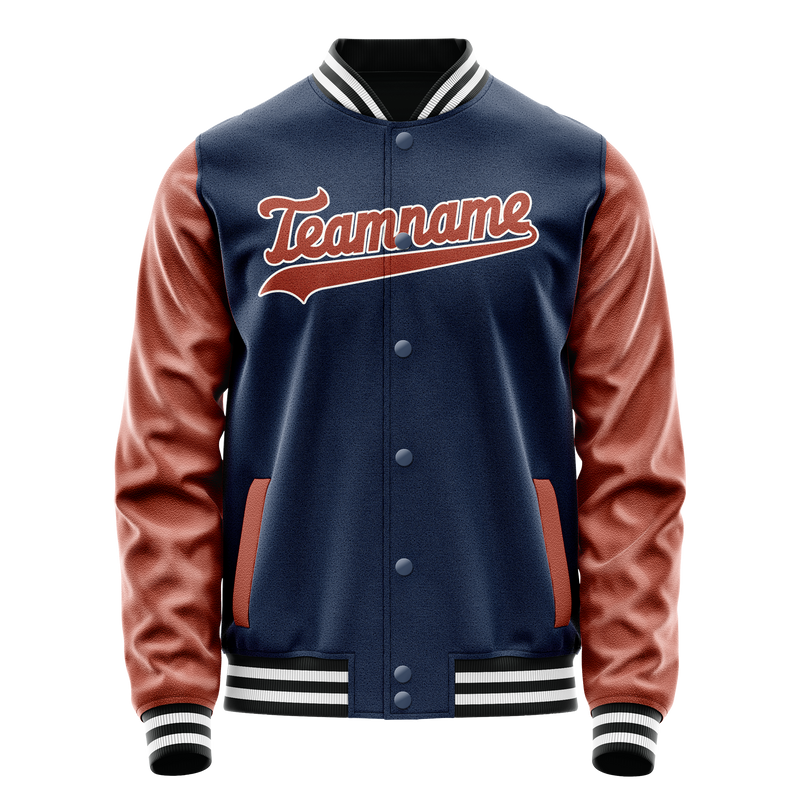 Custom Royal Brown Solid Color Varsity Letterman Jacket JA02240617XF544