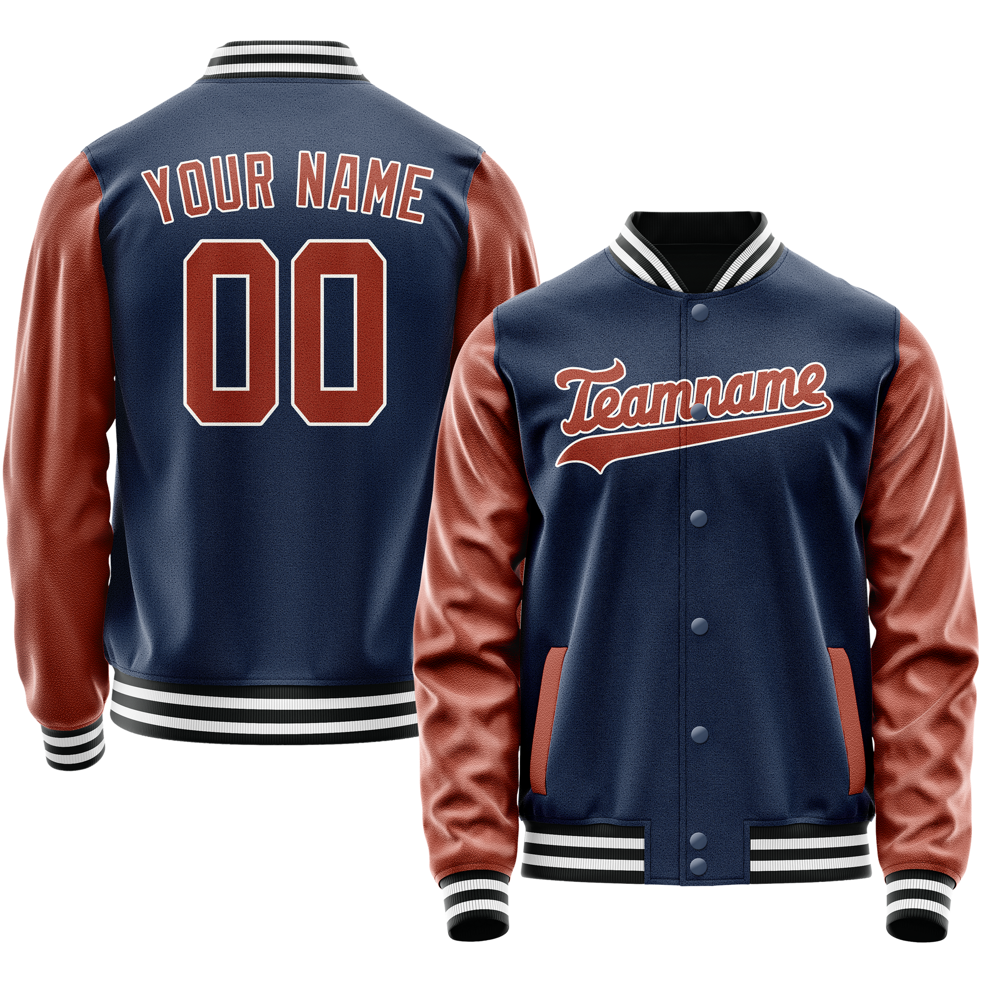 Custom Royal Brown Solid Color Varsity Letterman Jacket JA02240617XF544