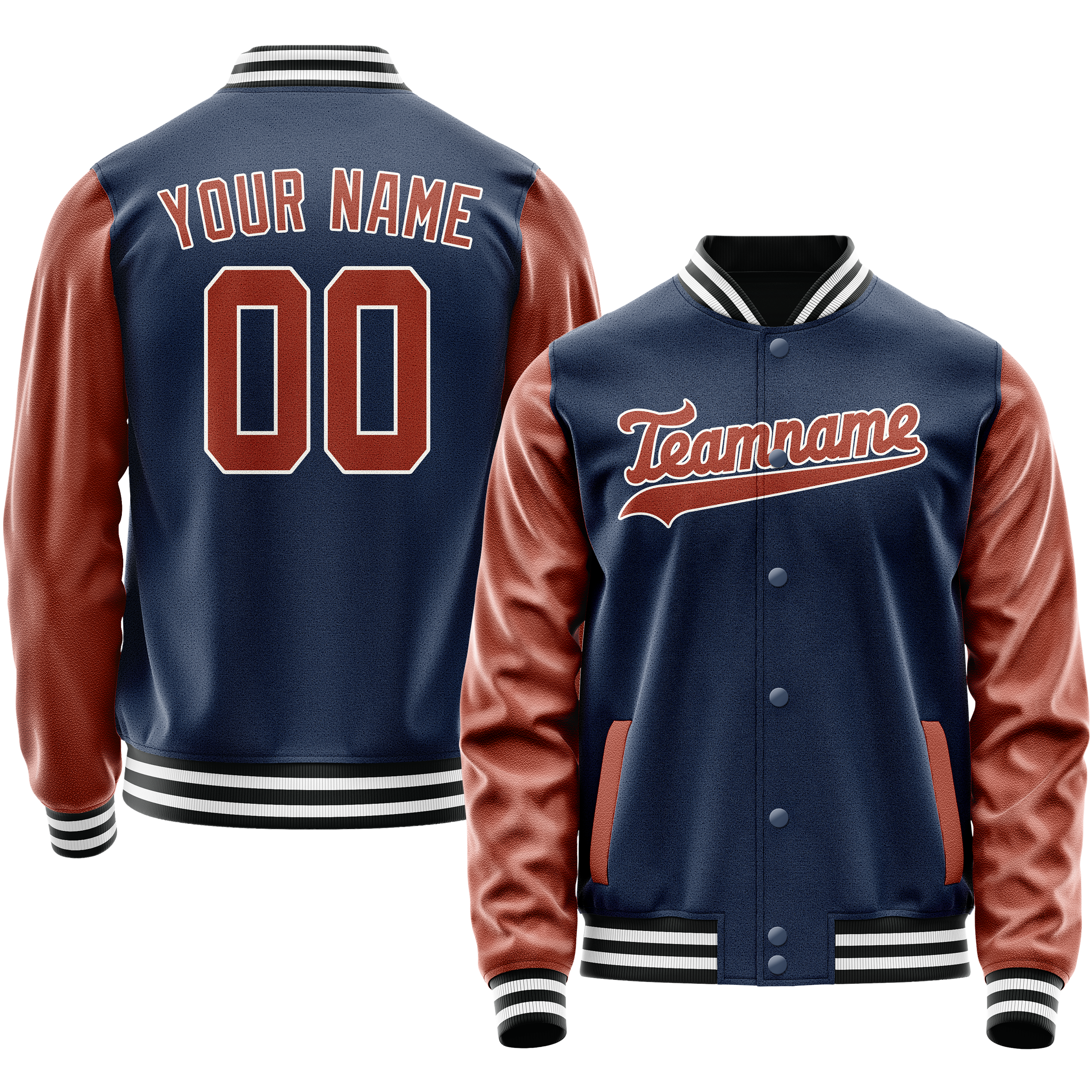Custom Royal Brown Solid Color Varsity Letterman Jacket JA02240617XF544
