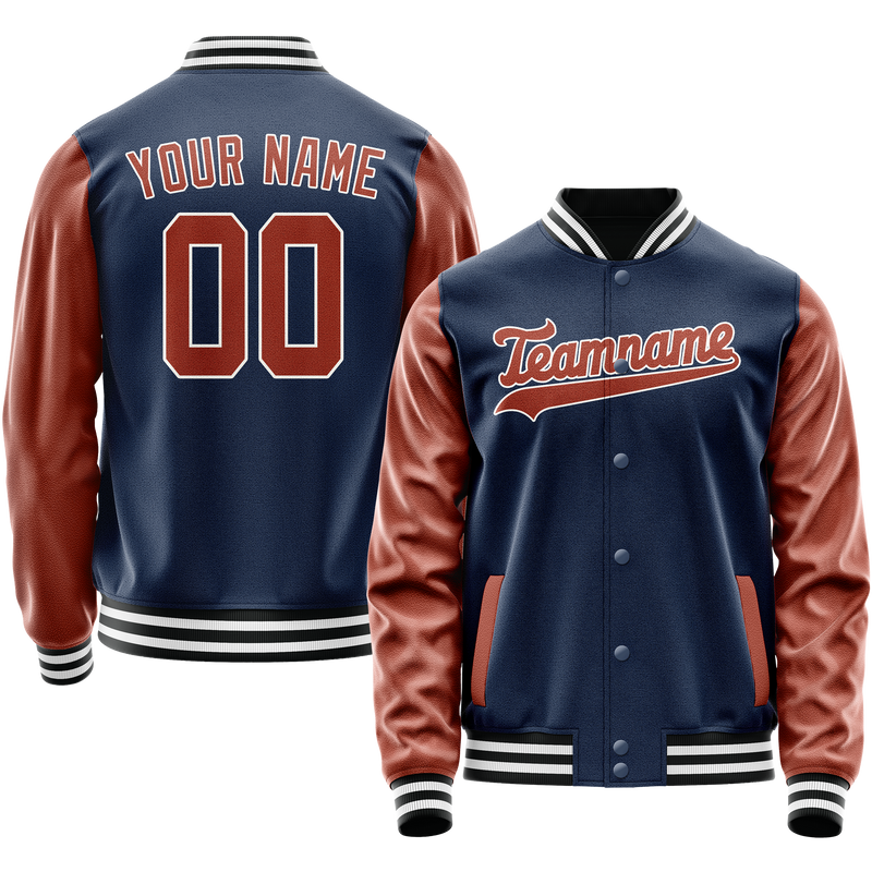 Custom Royal Brown Solid Color Varsity Letterman Jacket JA02240617XF544